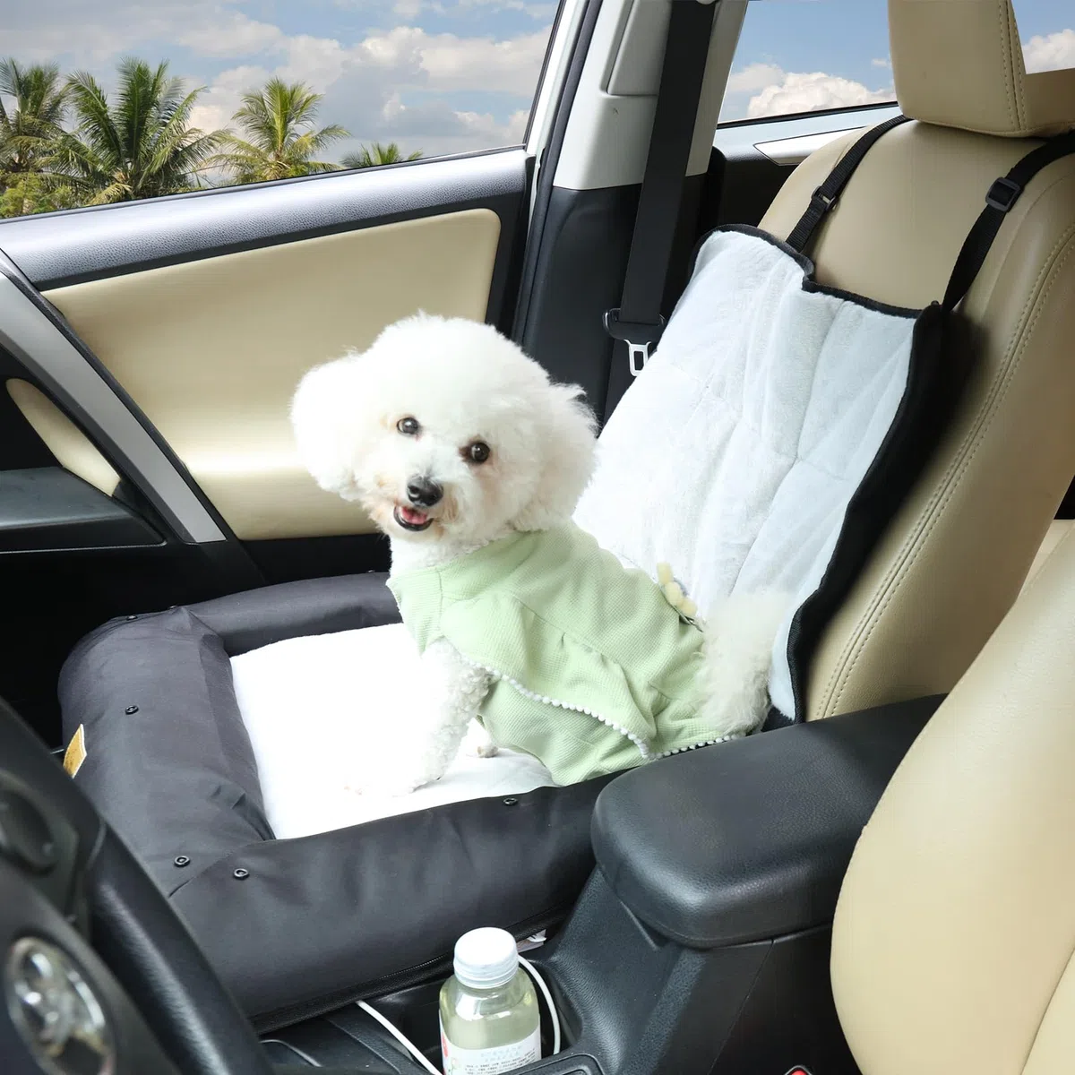 BingoPaw Cama Perro Coche Asiento:Transportin Protector Silla Cubre Asiento Coche Impermeable Antideslizante para Mascotas Perro Pequeño Mediano Gato Tipo Cuna Acolchada con Funda Lavable M
