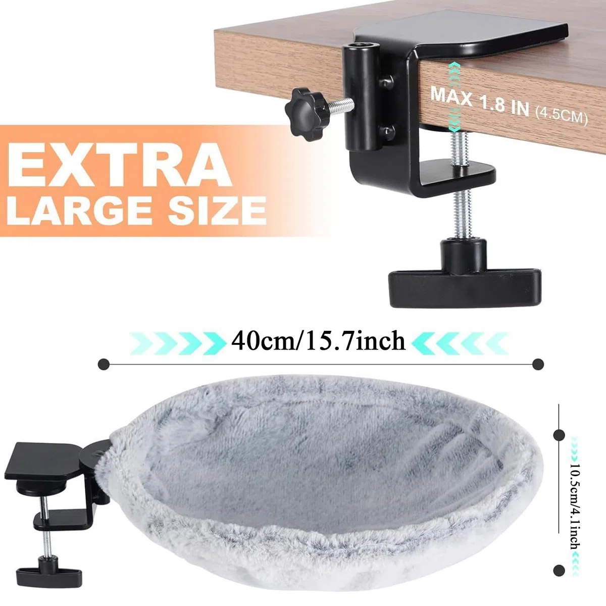Cama de escritorio para gatos, cómoda hamaca para gatos, soporta hasta 23 kg, cama lavable para gatos, para interiores, espacio de trabajo, balcón, ventana, salón