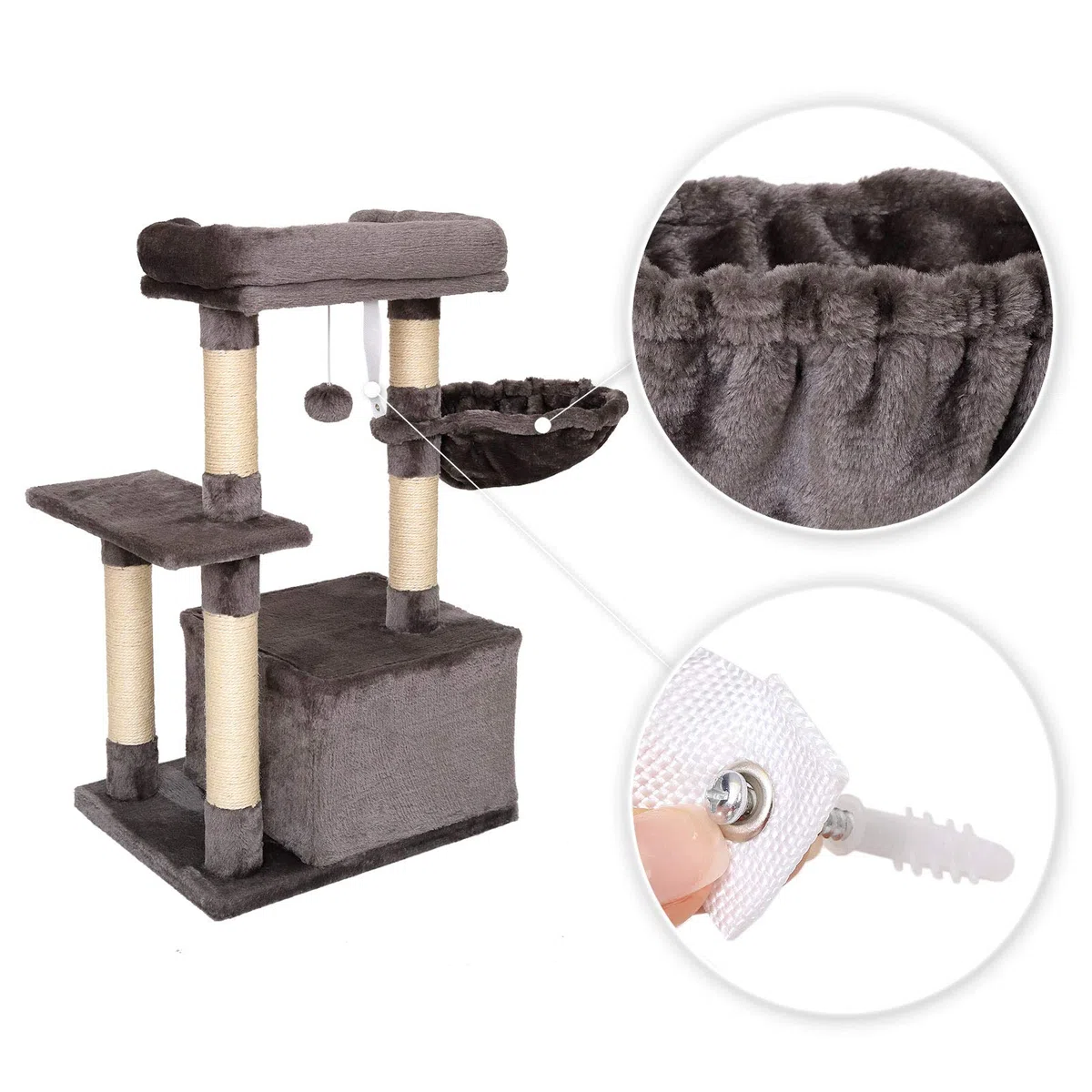 lionto Árbol rascador para Gatos Altura 85 cm, Gris Oscuro