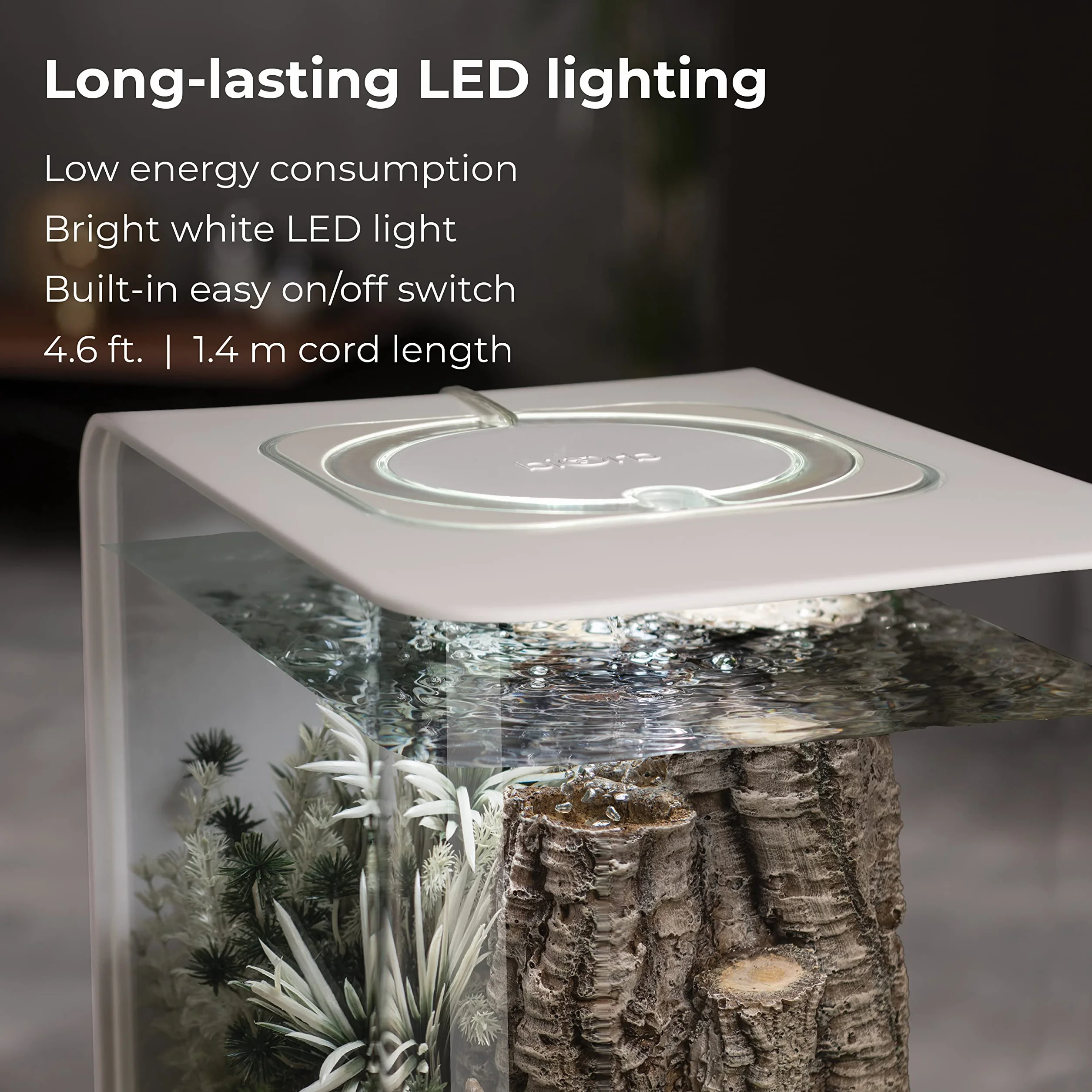 biOrb 72033 FLOW 30 LED, negro - acuario de diseño elegante | set completo con sistema de filtrado, iluminación LED, grava de fondo y difusor de aire de resistente cristal acrílico.