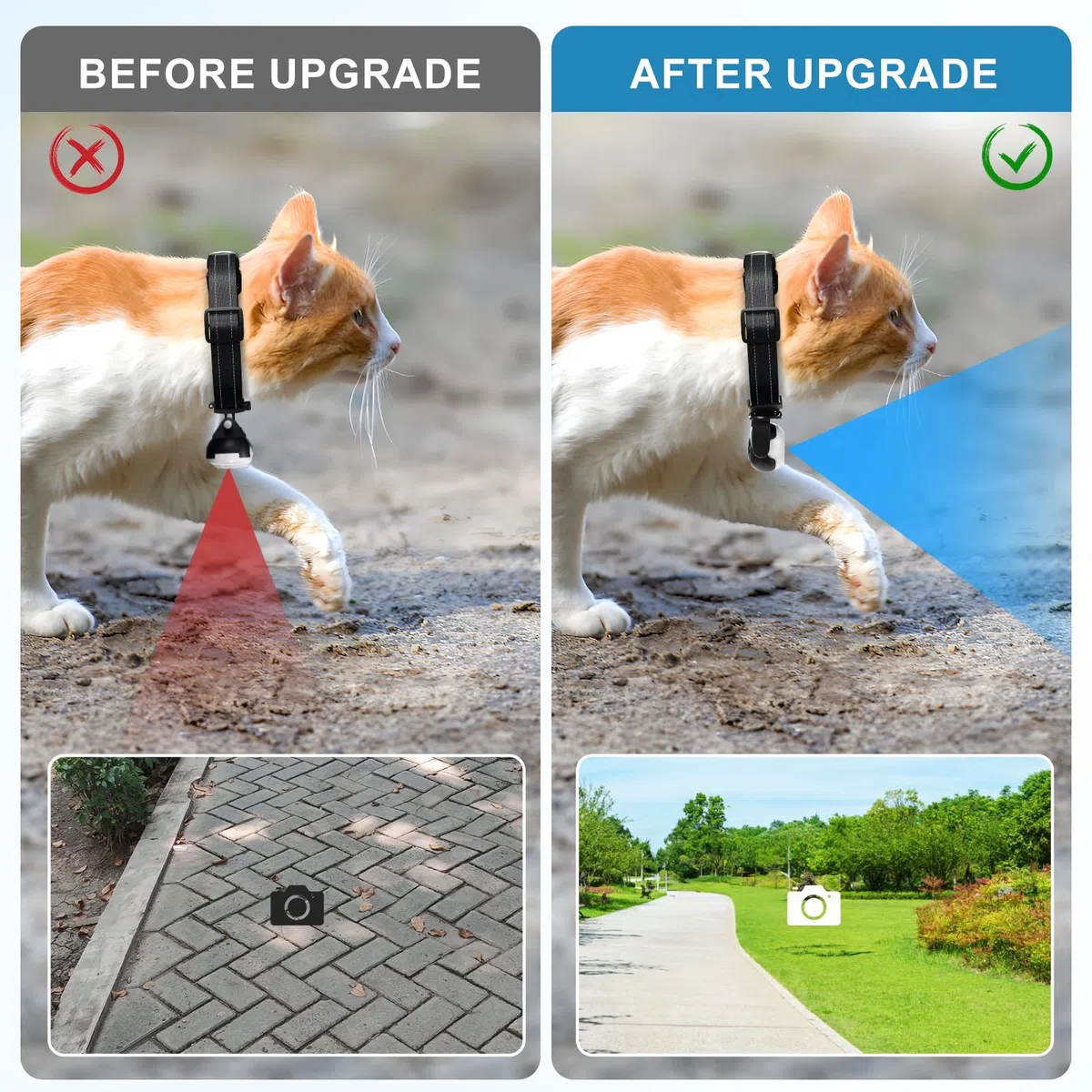 Collar de cámara para gatos 1080P, mini cámara deportiva inalámbrica con grabación de video, cámara de acción pequeña para suministros de mascotas, cámara corporal para interiores y