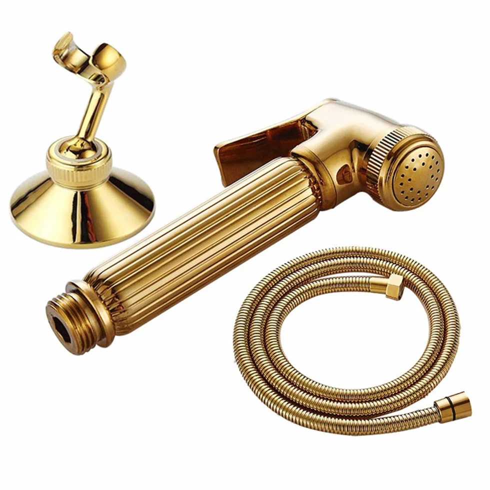 Juego De Grifo Pulverizador Bidé con Agua Fría Inodoro Mano Latón Accesorio Presión Montaje En Pared Una Manija for Higiene Personal,Antiguo(Motor with Bracket)
