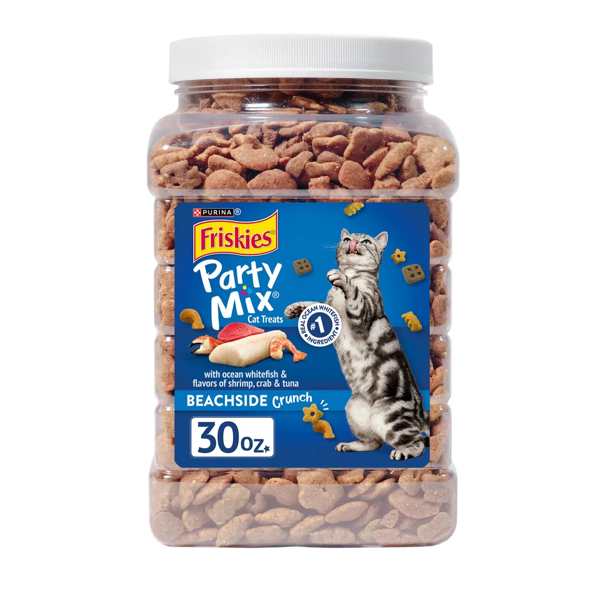 Purina Friskies - Golosinas para gatos, mezcla de fiesta, crujiente junto a la playa, 30 onzas (paquete de 1)