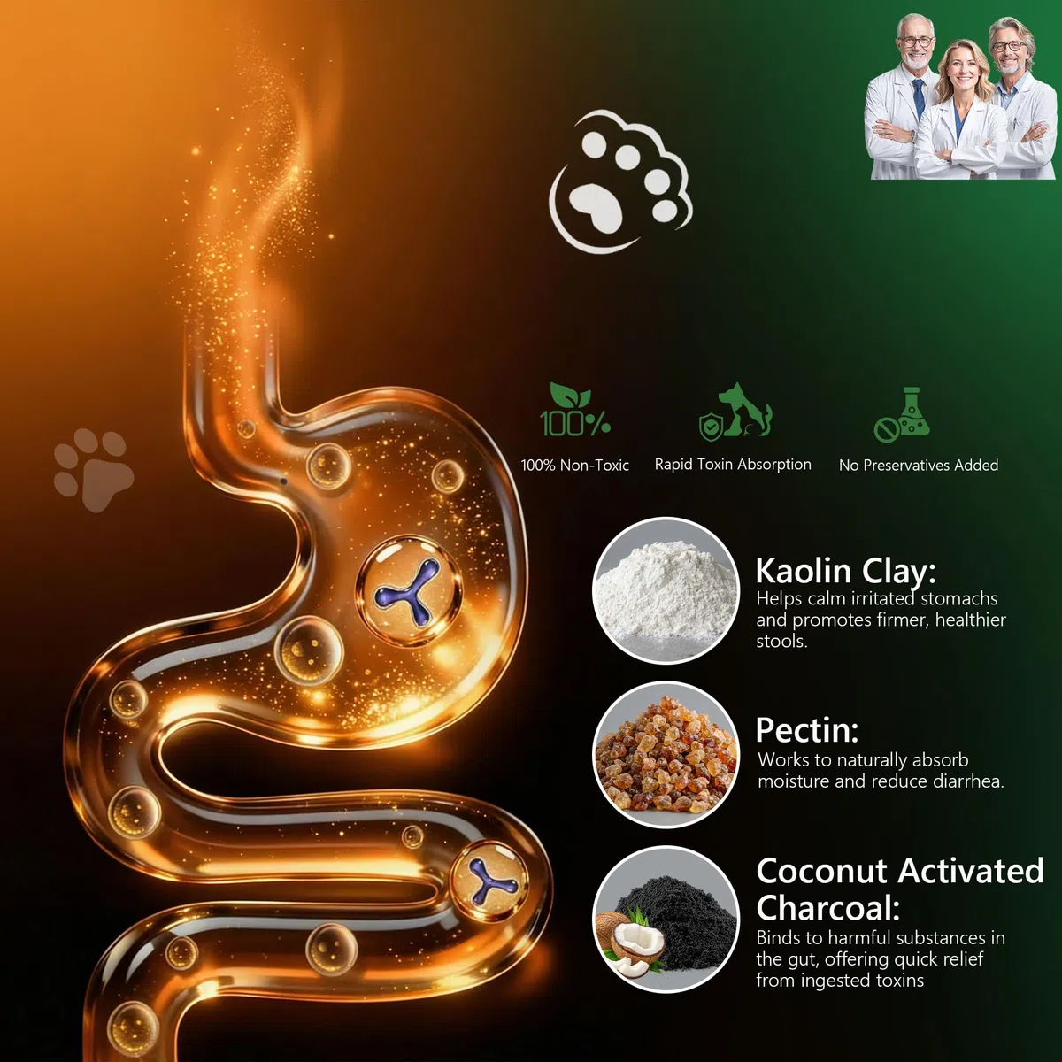 Carbón activado para perros y gatos, kit de emergencia de veneno para mascotas, absorbente de toxinas con carbón de alta actividad y caolín, soporta digestivo de chocolate, uvas, cebollas, uso