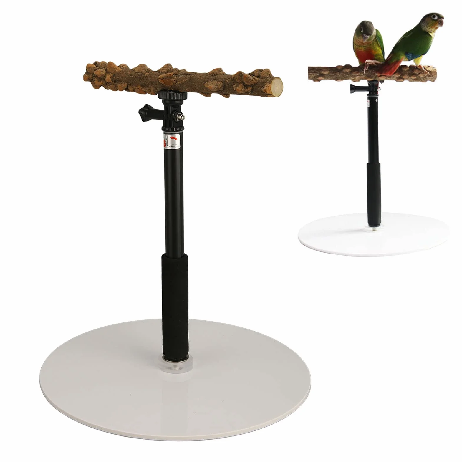 Soporte de Juego para Pájaros, Altura Ajustable Loro Formación Perch Stand, 11.8in-37.0in, Plataforma de Madera Natural para Loros, Soporte de Juego Portátil Y Desmontable para Cacatúas, Agapornis