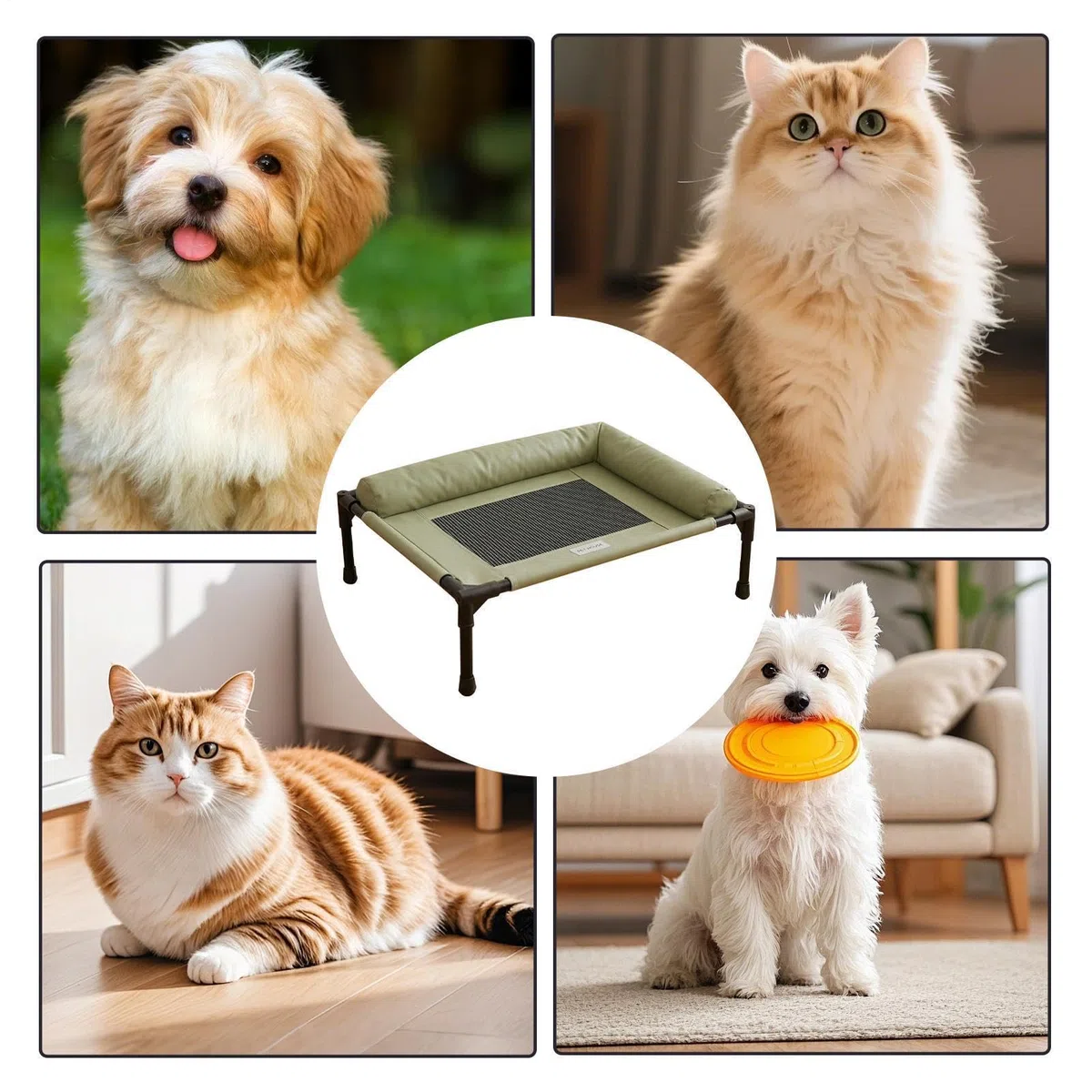 Cama Elevada Para Gatos - Tumbona Para Mascotas Antideslizante, Lavable Y Refrescante | Cama Elevada Para Perros, Hamaca Para Gatos Pequeños Y Medianos, Cachorros, Interior, Exterior, Balcón, Jardín,