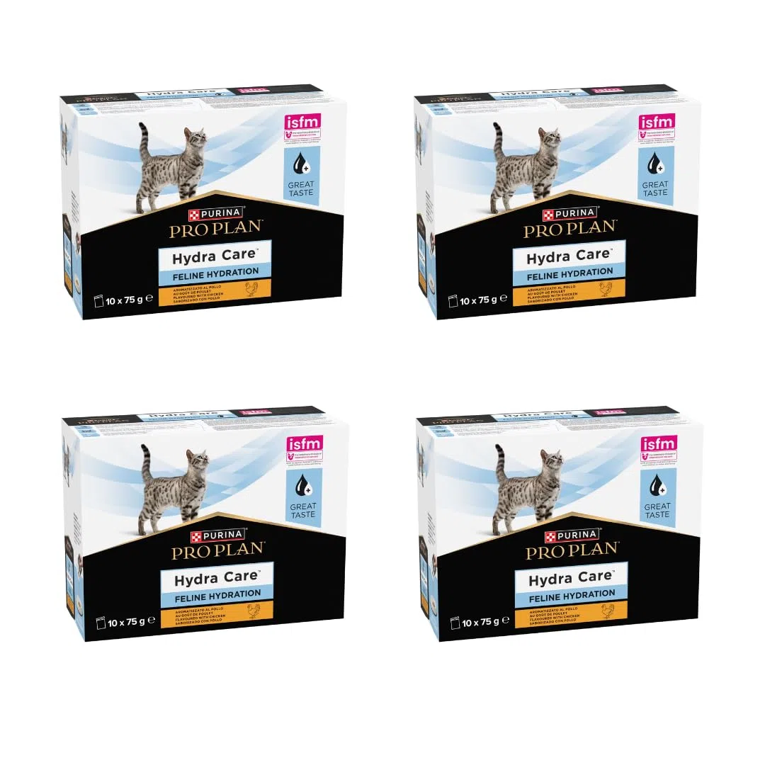 Purina Pro Plan Hydra Care | Pack de 4 | 4 x 10 x 75 g | Alimento complementario para Gatos | Apoyo a la Ingesta de Agua