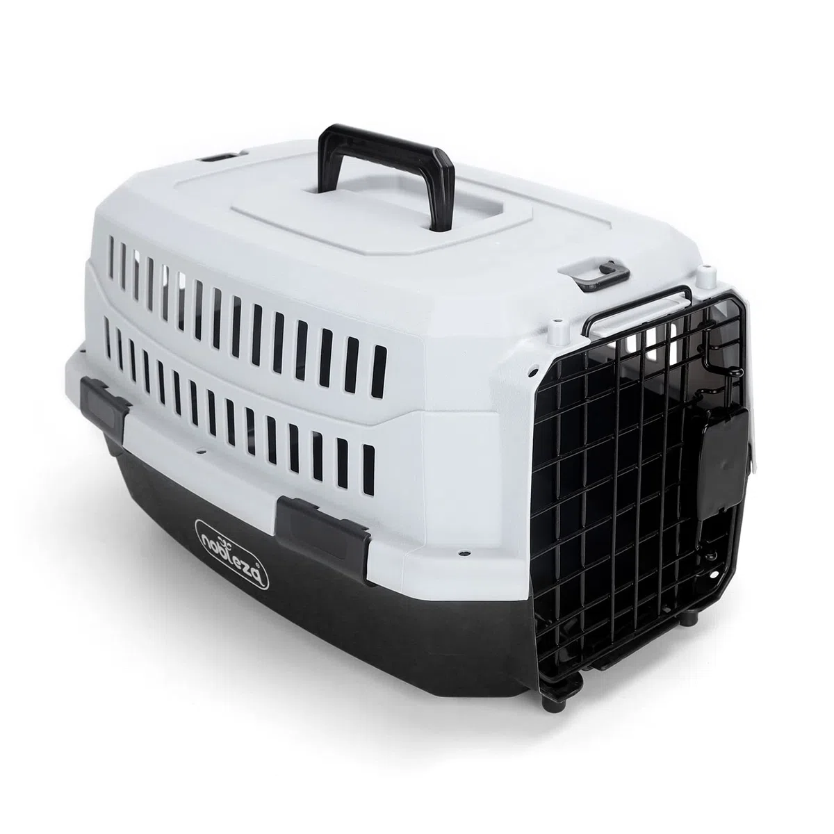 Nobleza Transportin Gato Perro Pequeño,Transporte Portátil y Transpirable para Mascotas,Transporte de Plástico para Perros,58 * 38.7 * 33CM,Negro & Gris