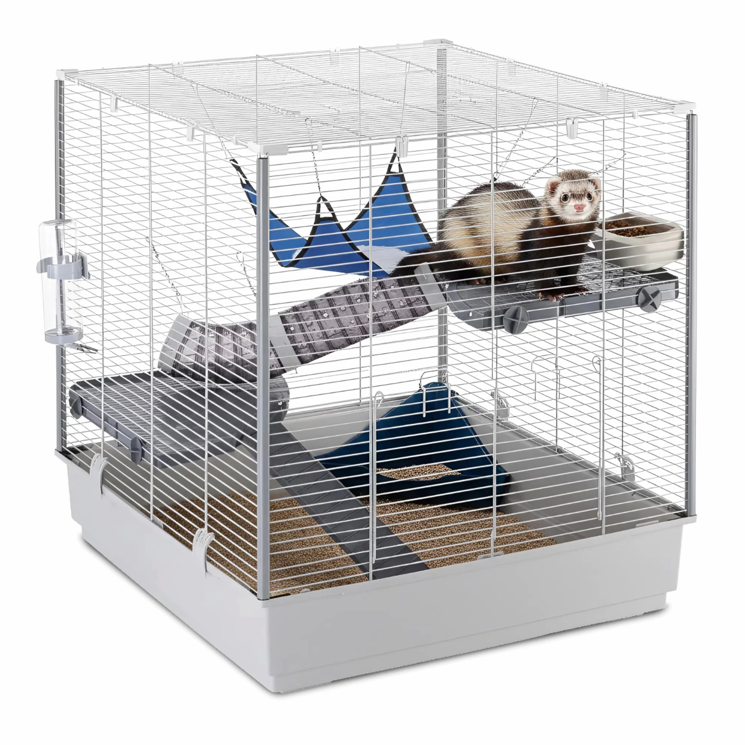Ferplast 57062414 Jaula de Grandes Dimensiones para Hurones furet XL, Accesorios incluidos, 80 x 75 x 86,5 cm Gris