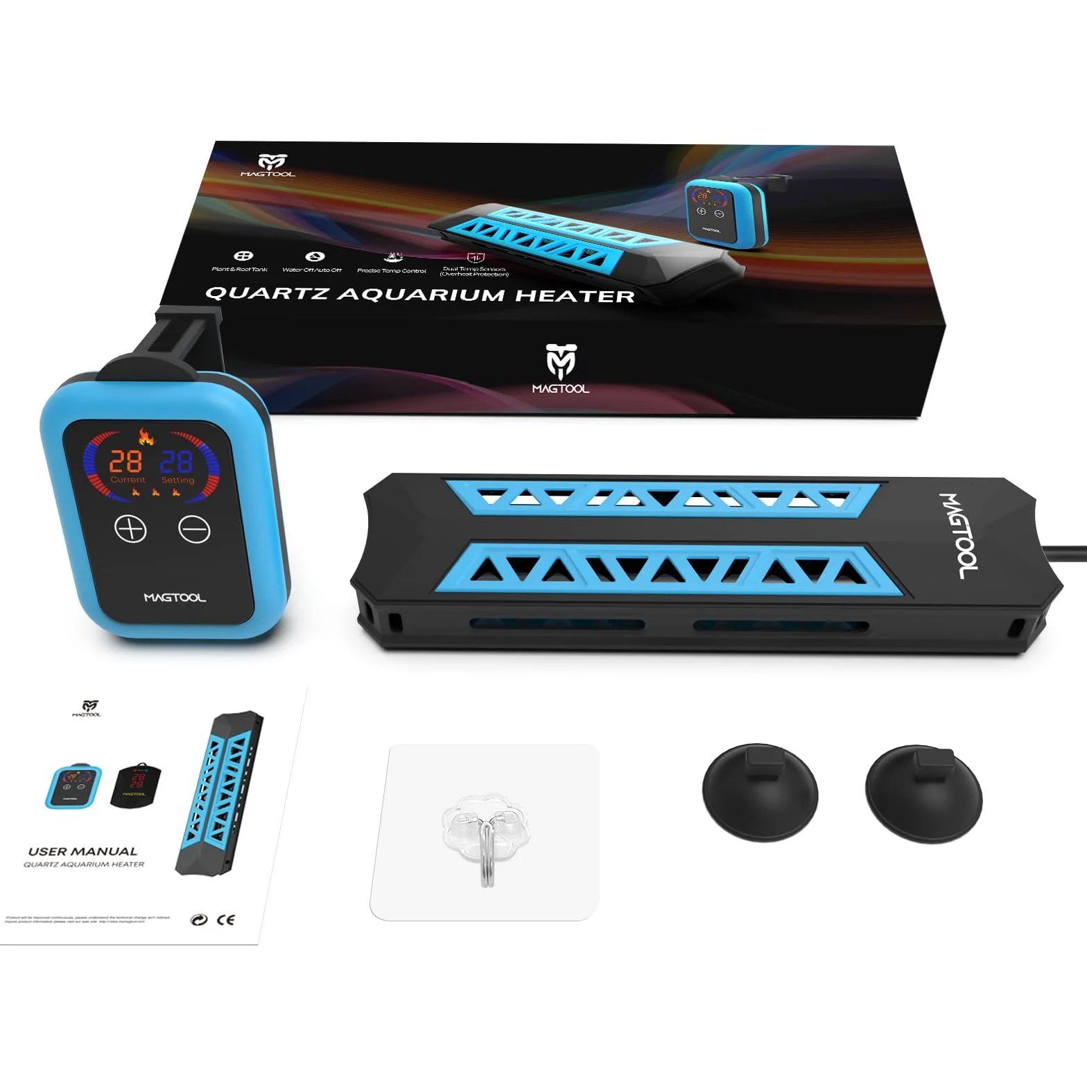 MagTool 300 to 1500W Calentador Acuario, Calentador Sumergible para Acuarios con Protección contra Sobrecalentamiento Y Apagado Automático De Peces con Controlador Digital para Agua Dulce Y Salada