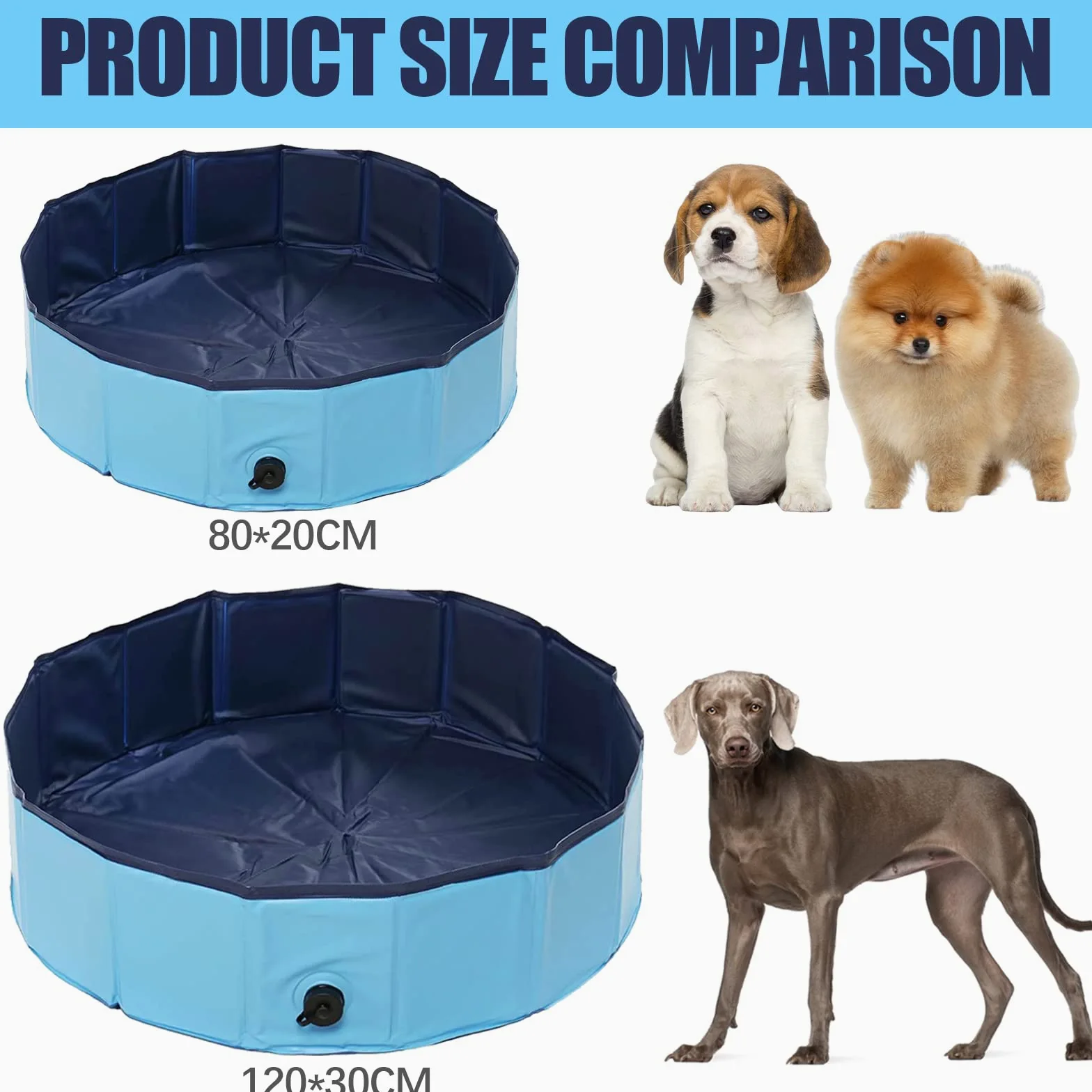 Jsdoin piscina grande plegable para perros, piscina portátil para mascotas, niños, piscina de baño, piscina de PVC antideslizante, piscina para mascotas, gatos y perros, piscina para niños, para