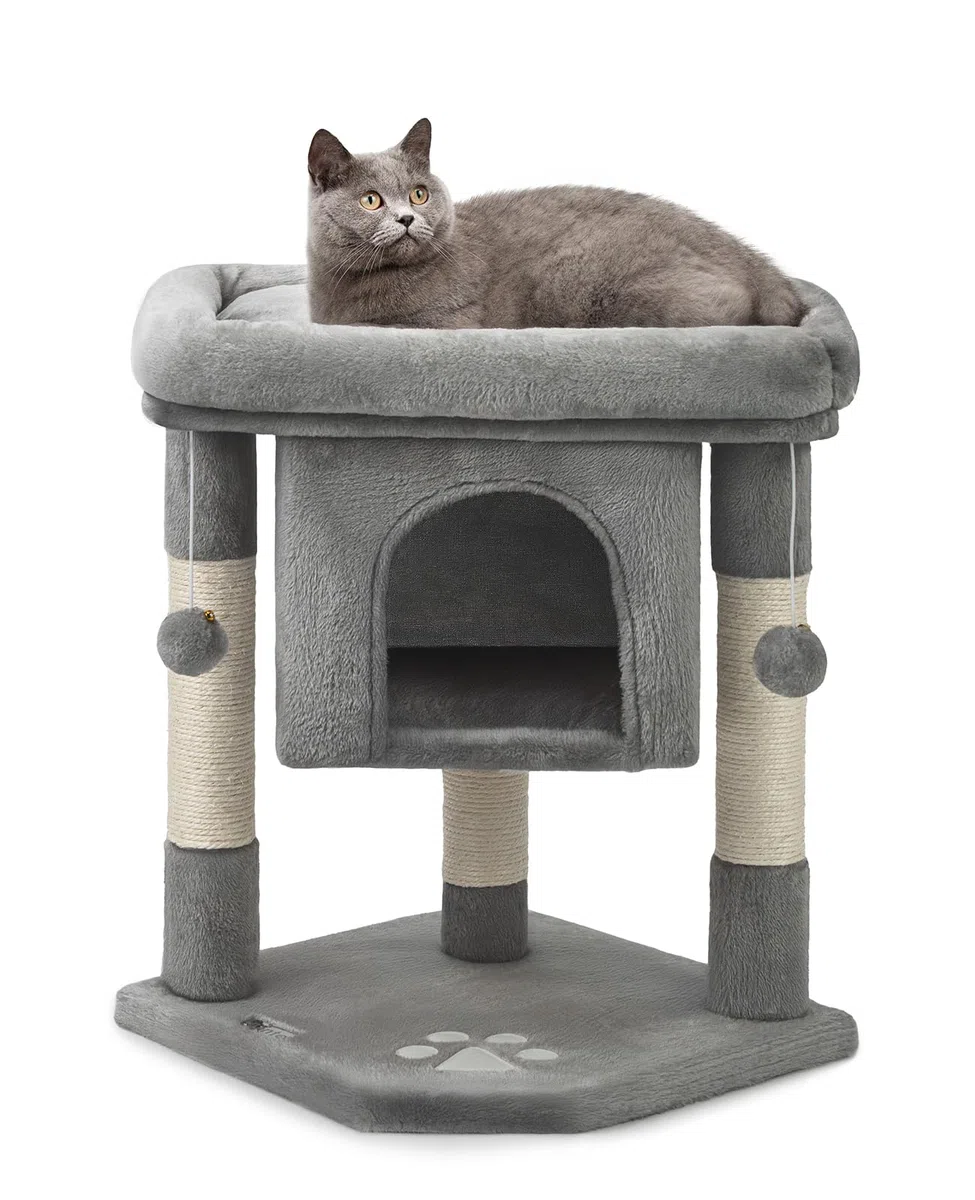lionto Árbol rascador para Gatos Altura 60 cm, Gris Oscuro