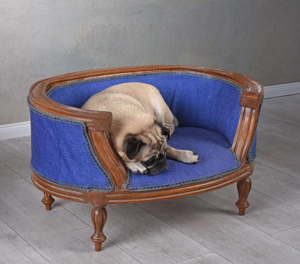Palazzo - Cama para Mascotas, Cama para perros de madera estilo barroco, color azul, cat700g54