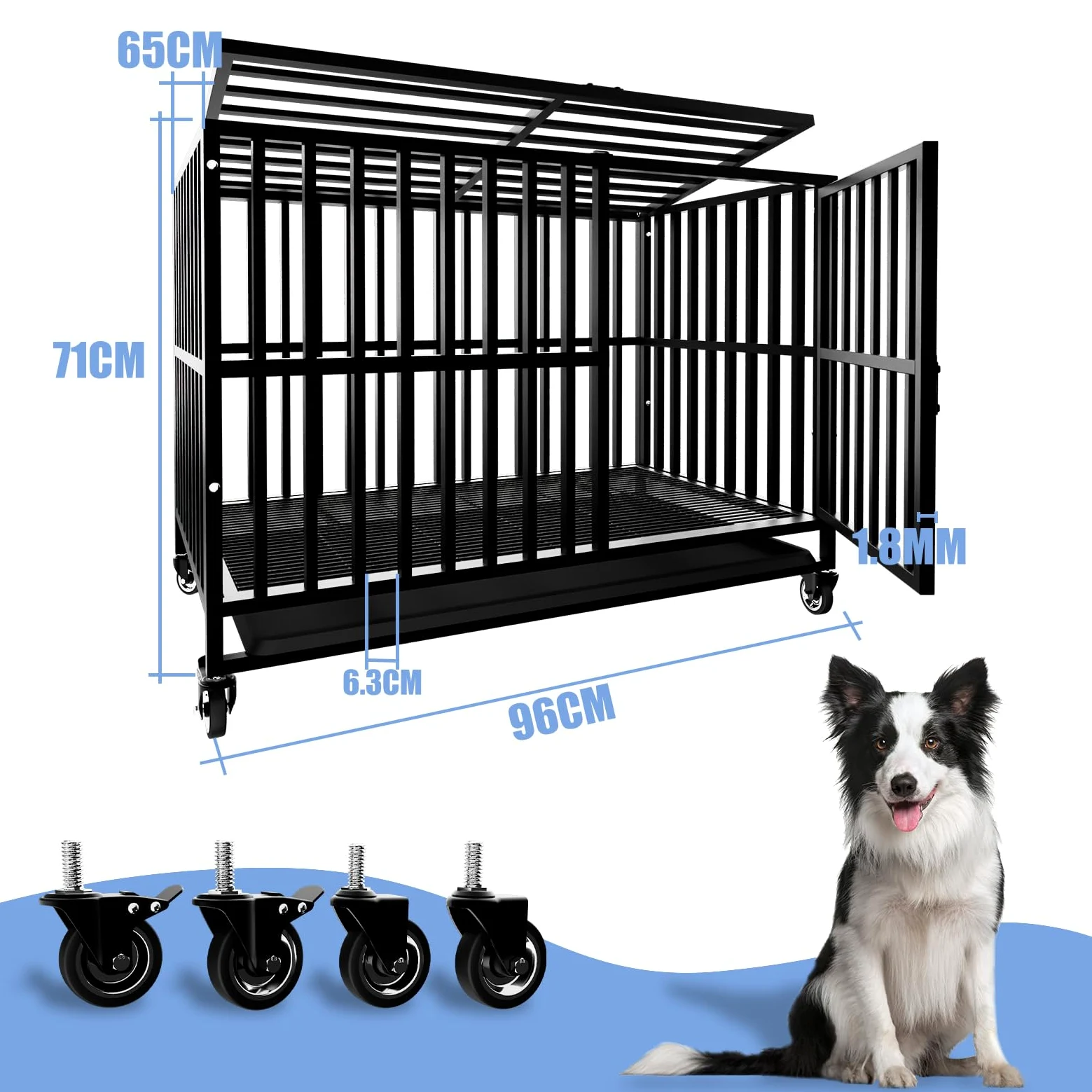 Gran Jaulas para Perros Grandes, perreras de Acero aleado Pesadas e indestructibles, con Ruedas bloqueables, Puertas Dobles y cerraduras robustas, jaulas para Perros de Alta ansiedad XL XXL