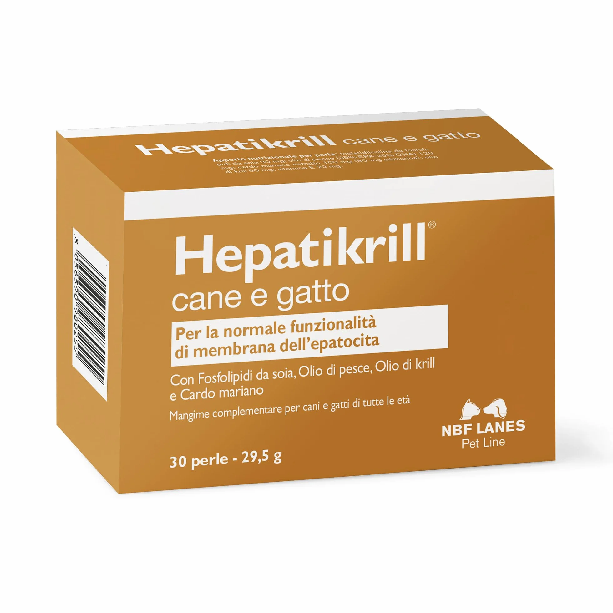 NBF Lanes | Hepatikrill Perro y Gato, 30 Perlas Apetibles, para la Funcionalidad Normal de la Membrana del Hepatocito