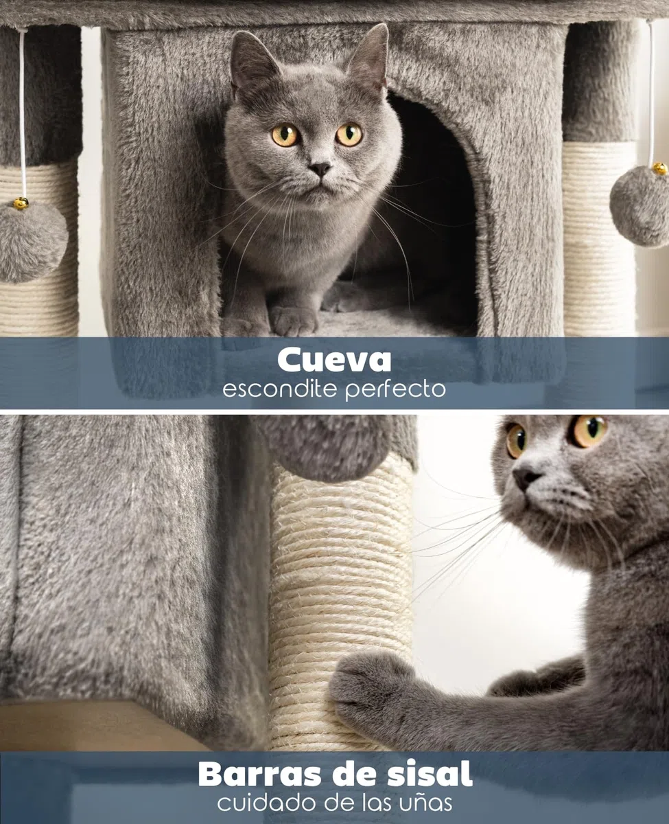 lionto Árbol rascador para Gatos Altura 60 cm, Gris Oscuro