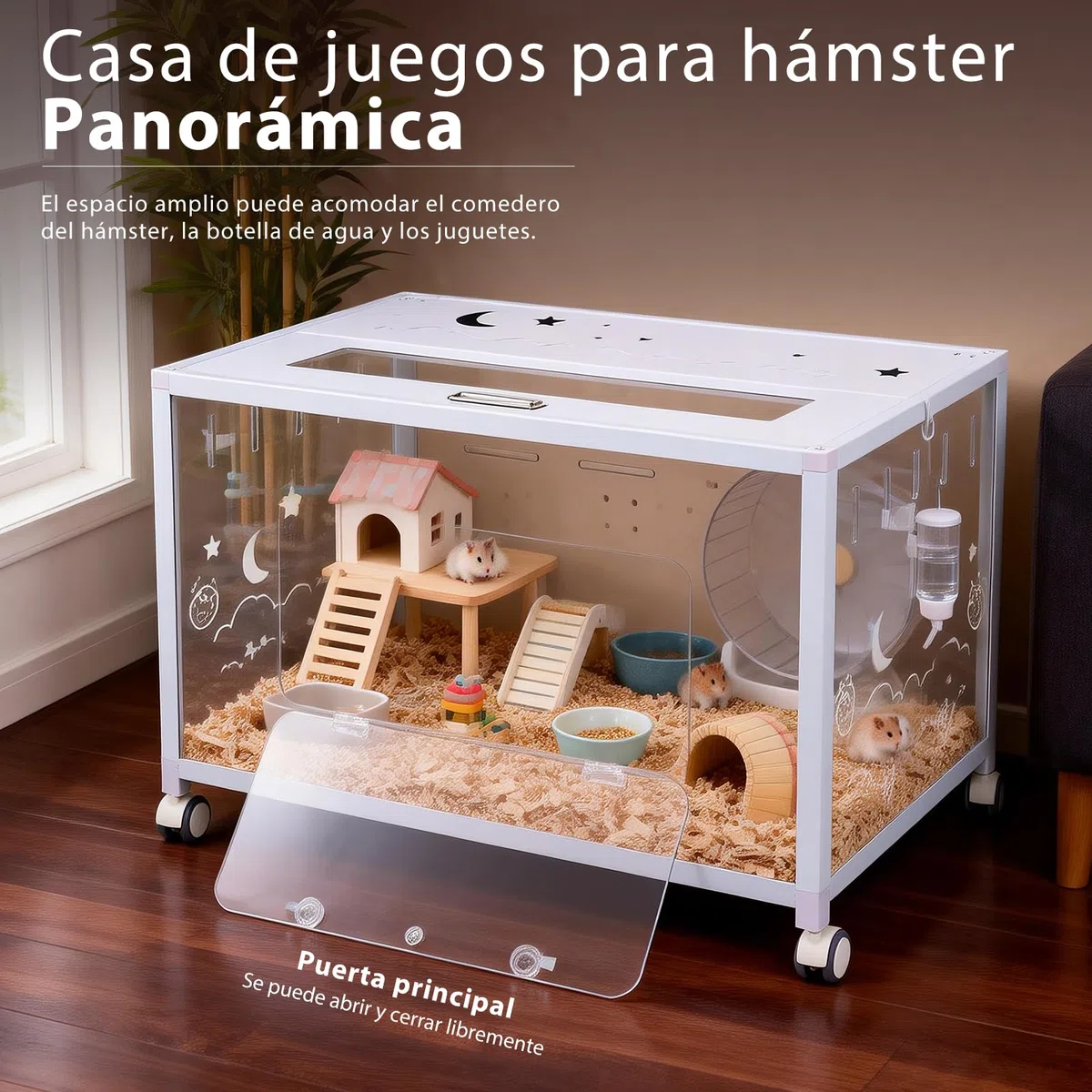 Jaula grande para hámster de 80 x 50 x 55 cm, jaula para roedores con ruedas, jaula de metal sólido para jerbos, hámster dorado, hámster enano, recinto para hámster acrílico, color blanco