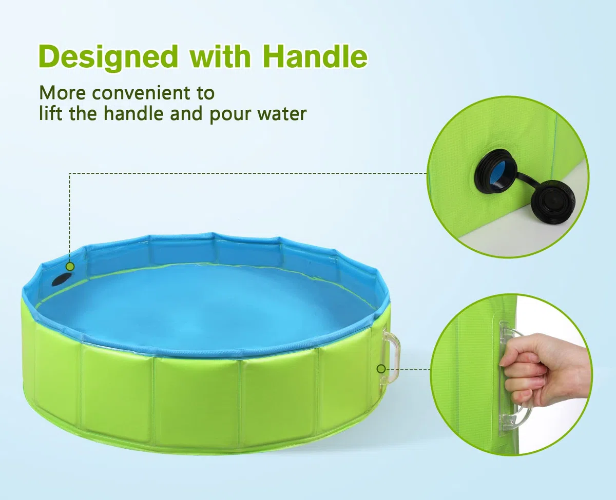 Pecute Piscina para Perros Bañeras Mascotas Pequeños Medianos y Grandes Desmontables Plegable PVC Antideslizante y Resistente al Desgaste para Exterior y Jardín