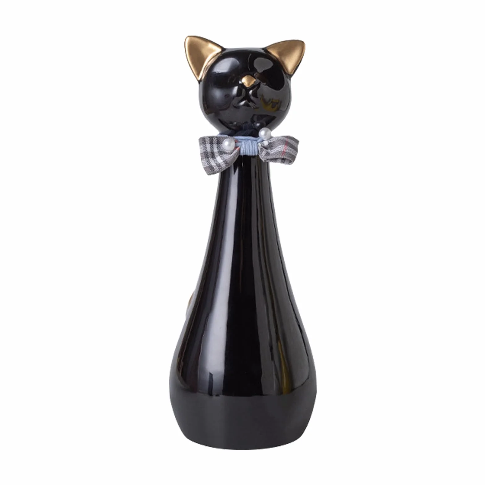 Urna para Gatos, 9,5 x 9,5 x 25,5 cm Urna Cenizas Negra con Collar de Lazo 550 ml Urnas para Mascotas de Cerámica para Recordar a Tu Querida Mascota Urnas para Gatos Regalo Conmemorativo