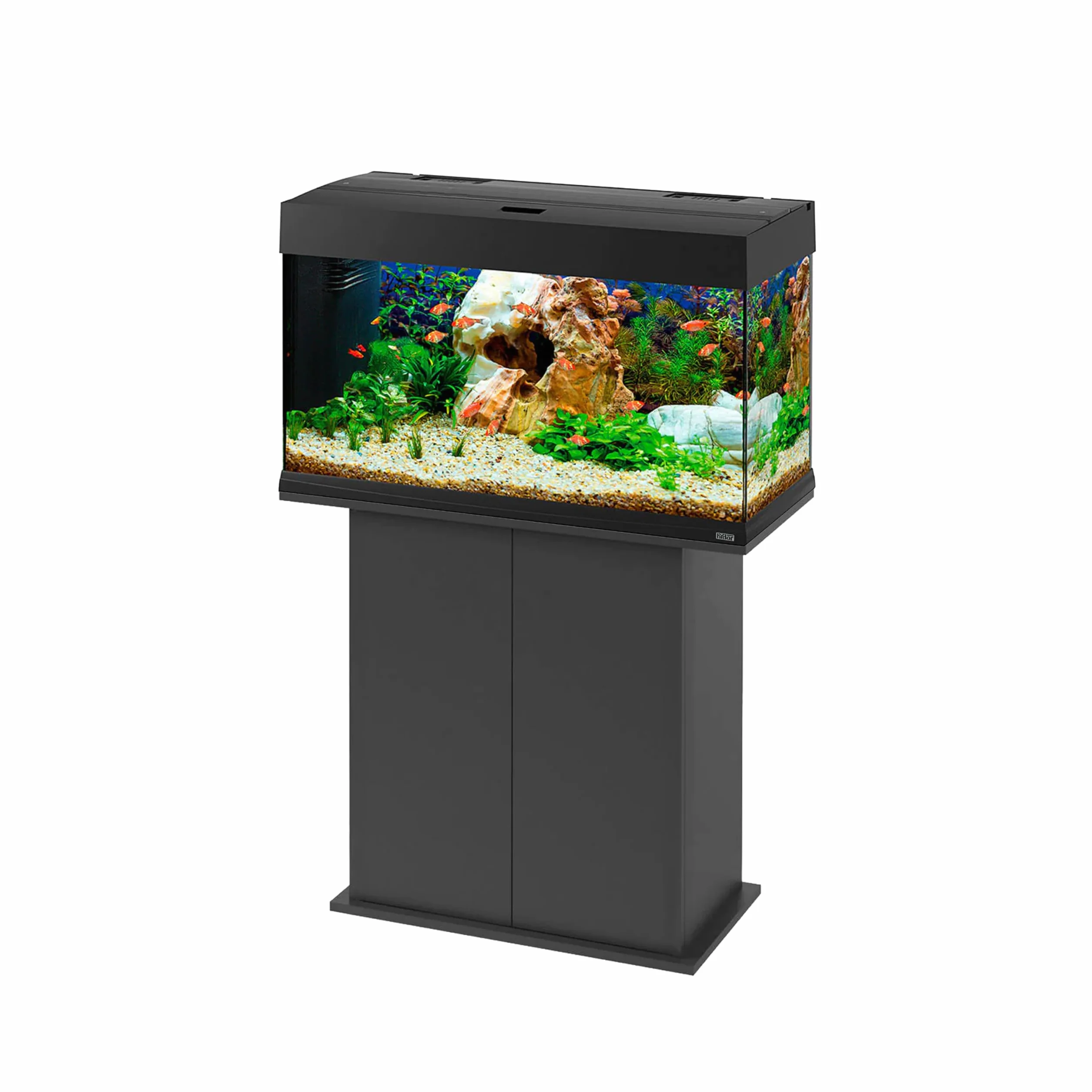 Hydor Mueble para Acuario, Resistente a la Humedad, Estructura sólida con Puertas y estantes Integrados, Patas Ajustables, 81 x 36 x 73 cm, en Madera, Negro.