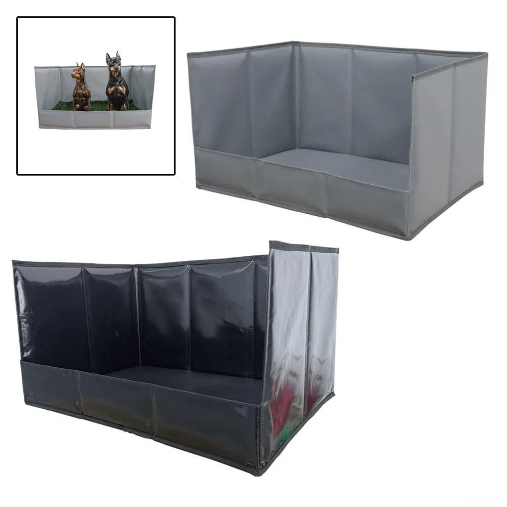 Almohadilla de césped para perros con bandeja, kit de entrenamiento portátil plegable para mascotas, césped artificial para uso en interiores y exteriores (gris, L)