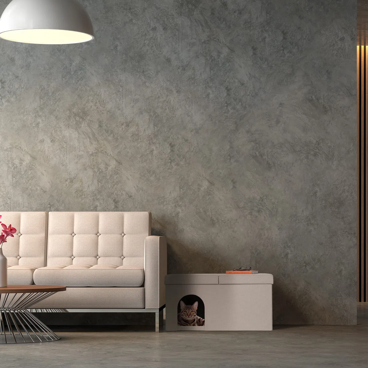 Relaxdays Casa Gato con Banco Rectangular, Cueva Gatito Plegable, Escondite Perro, Robusta, MDF, 38,5x74,5x37 cm, Beige