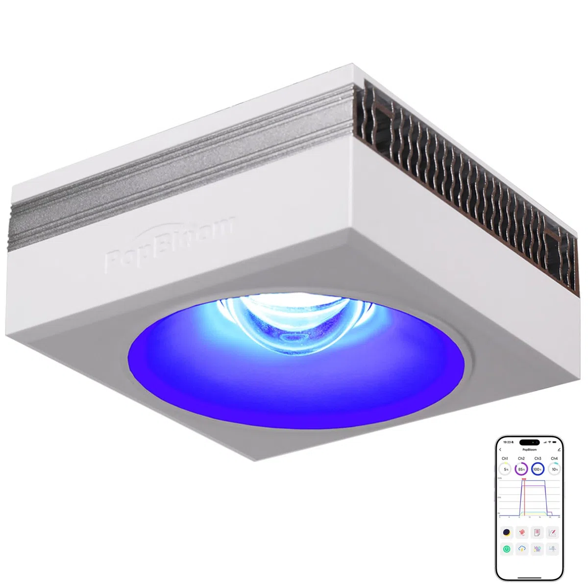 PopBloom RL90 WiFi luz led Acuario Marino, lampara Acuarios Pantalla led Acuario Coral, Luces para acuarios (1 lámpara con kit para colgar)