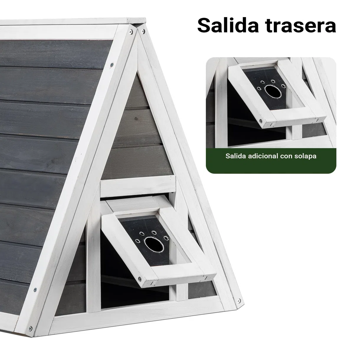 Gatera Casita Gatos 2 entradas Caseta Animales Accesorios Exterior Cabaña Mascotas Jardín Terraza