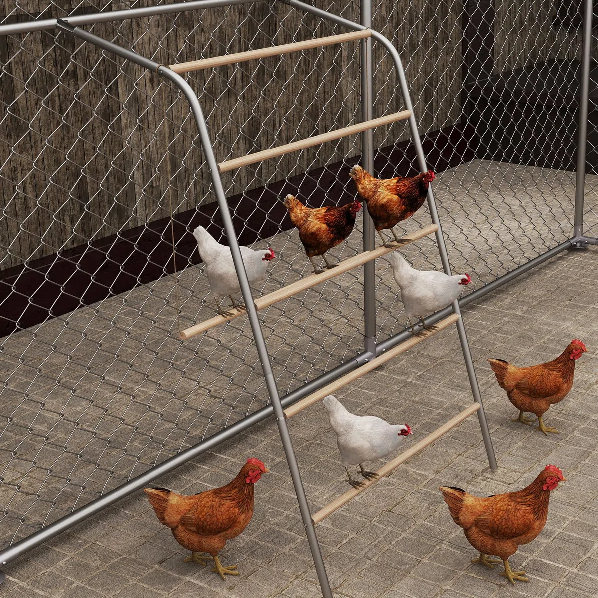 Froadp Columpio de madera de 5 niveles para pollos con percha - escalera para pollos, barra para pollos y juguete para pollos, accesorio para gallinero y corral para pollos