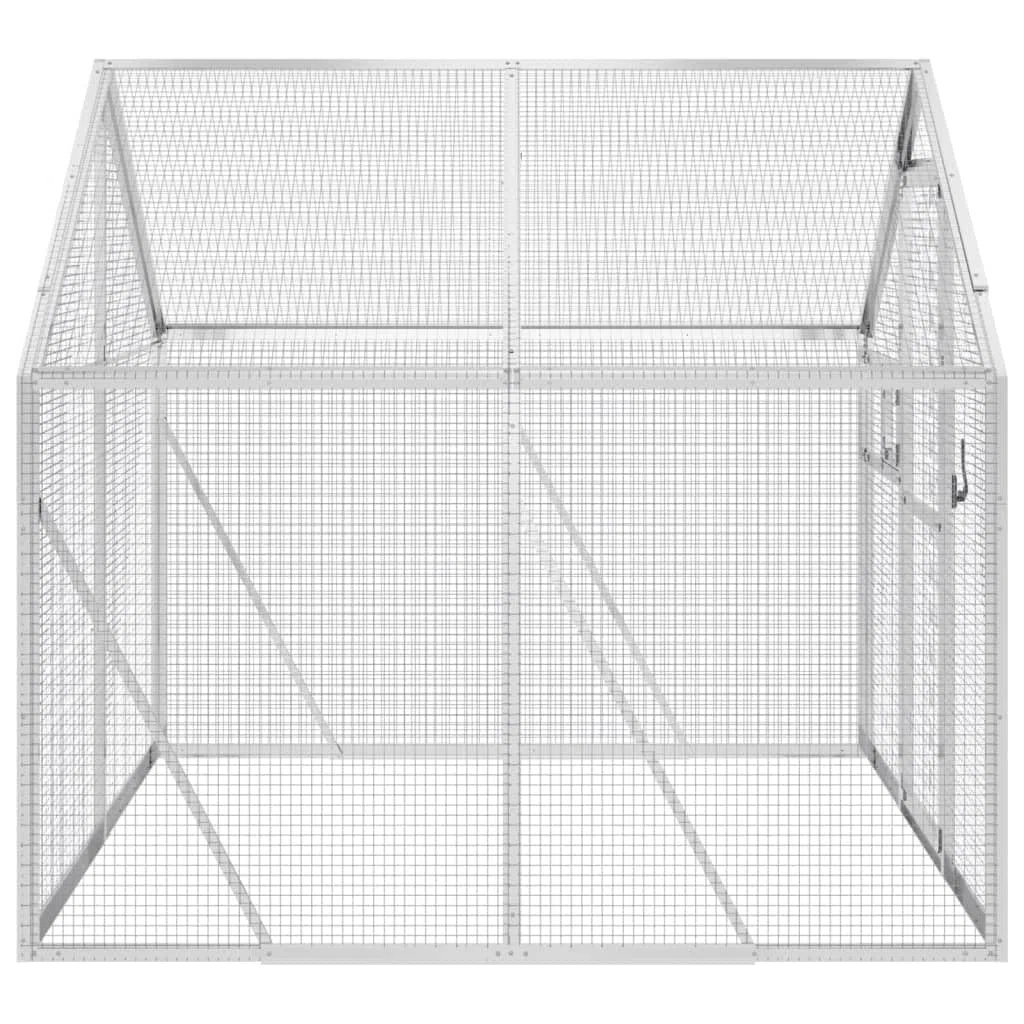 IKAYAA Pajarera Exterior en Jardín, Jaula Grande para Aves, Casa para Aves Exóticas, Voladera de Jardín 1,79x2x1,85 m Plateado