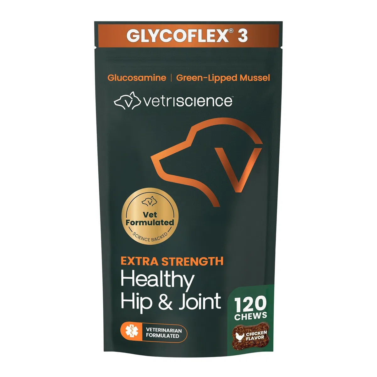 VetriScience - Masticables saludables Extra Fuertes para Cadera y articulaciones, glucosamina GlycoFlex y mejillón de Labios Verdes, suplemento de Apoyo Articular para Perros, promueve la Movilidad y
