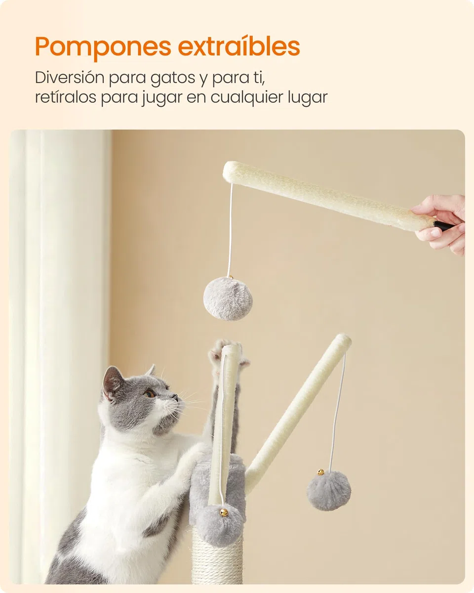 Feandrea Árbol de Gatos, Torre de Juegos, Gatito, Gris Claro PCT143W01