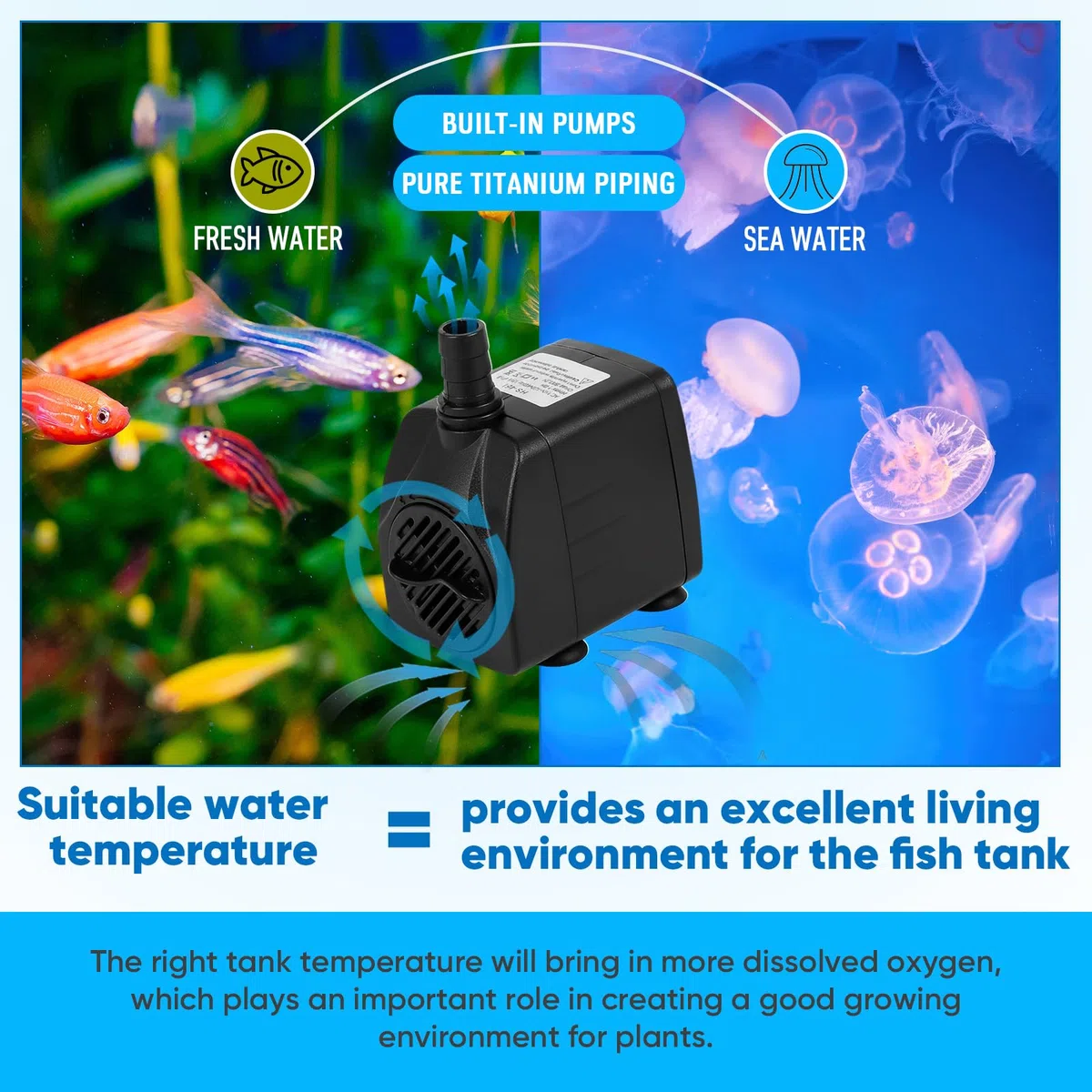 Enfriador Acuario Enfriador de Agua para Acuario 160L Sistema de refrigeración para peceras,para hidroponía,Vida acuática y peceras