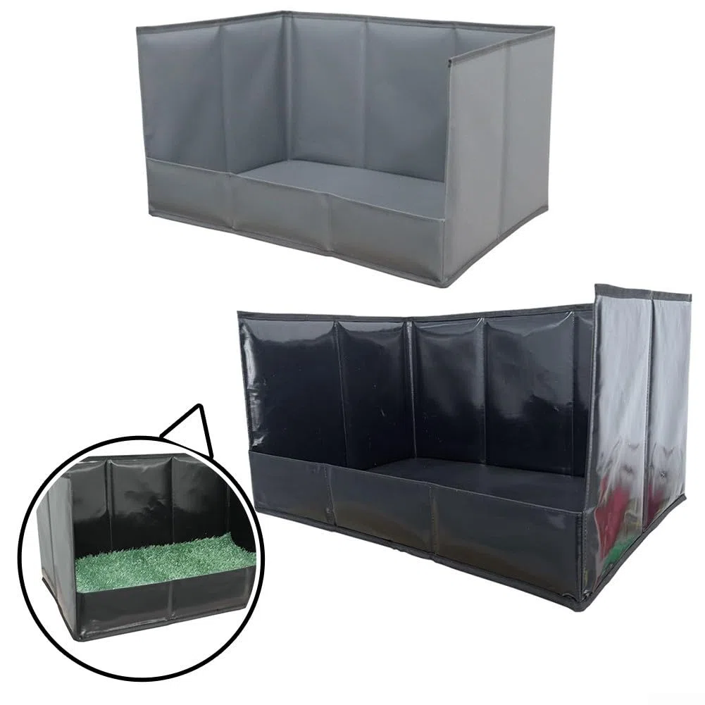 Almohadilla de césped para perros con bandeja, kit de entrenamiento portátil plegable para mascotas, césped artificial para uso en interiores y exteriores (gris, L)