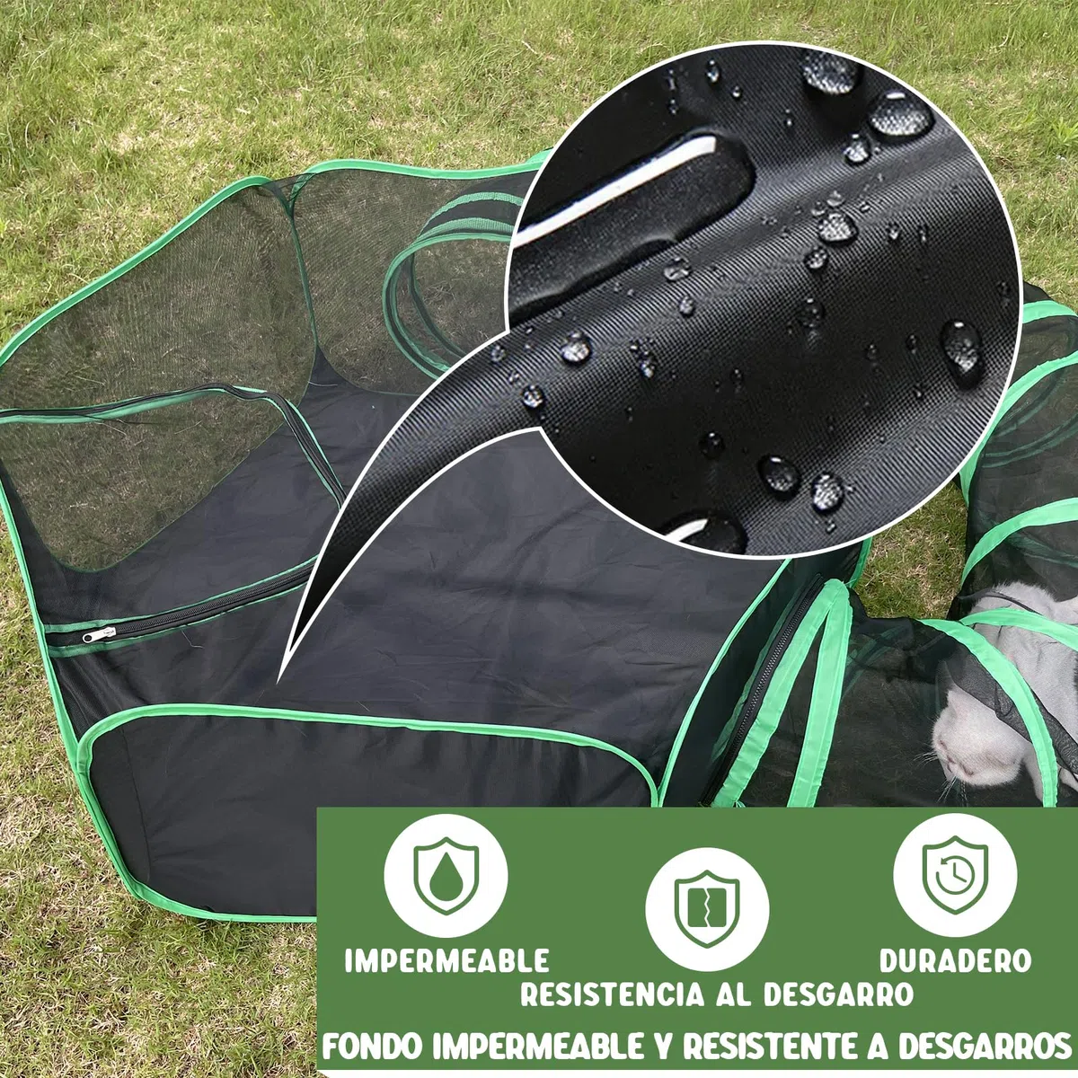 Pawtenda Recinto Portátil para Gatos con Túnel - Tienda de Campaña al Aire Libre para Interior y Exterior
