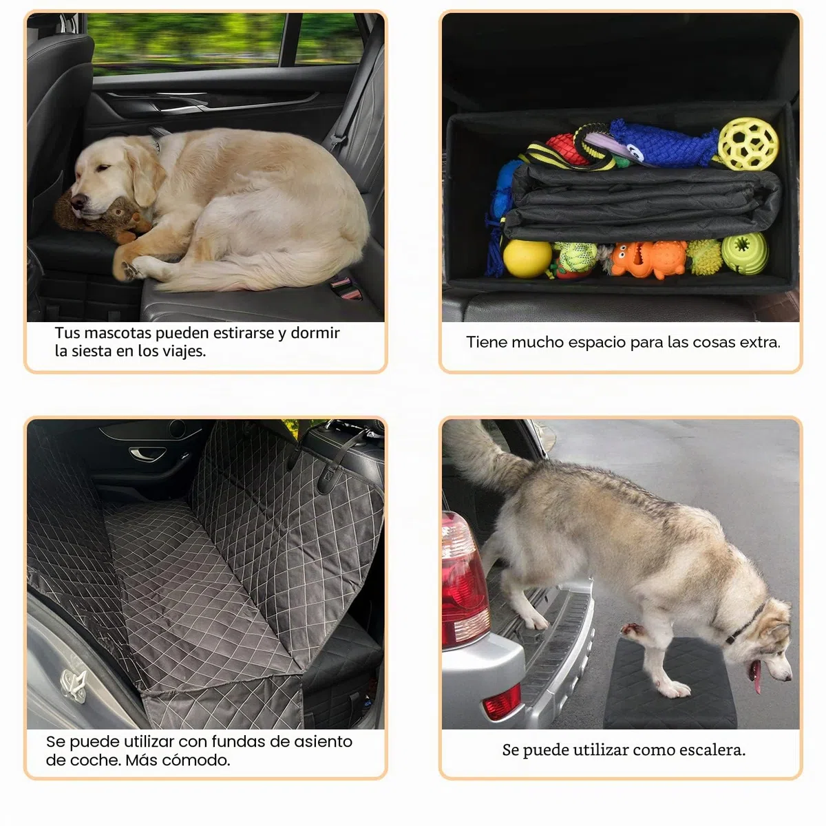 LIONROGE Extensor de Asiento Trasero de Coche para Perros Grandes de hasta 200 Libras, Extensor de Asiento Trasero y Delantero con Almacenamiento, Evita Que Tus Perros se caigan del Asiento