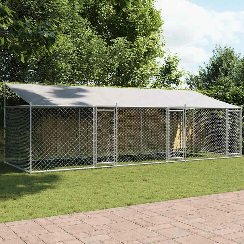 Jaula de Perros Techo y Puertas Acero galvanizado Gris 6x2x2 m,Producto para Mascotas y Animales,Productos para Mascotas,Productos para Perros,Casetas y cercados para perros-3209564
