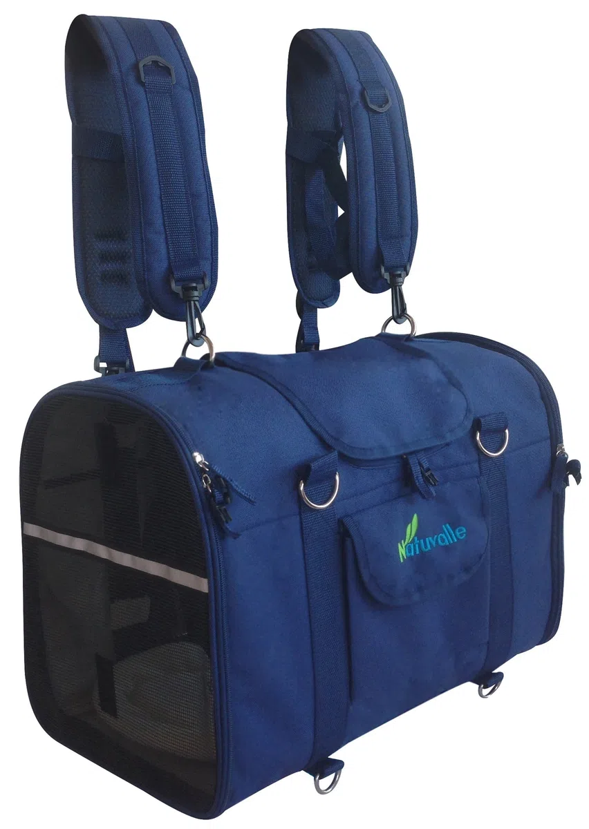 6-en-1 Robusta Mochila para Mascotas, Frontal/Pecho Mochila, Bolsa de Hombro y de Mano, Caja para Asiento de Auto, 2 Posiciones. Transportador de Viaje con Lados Suaves. para Mascotas de 45-54 cm