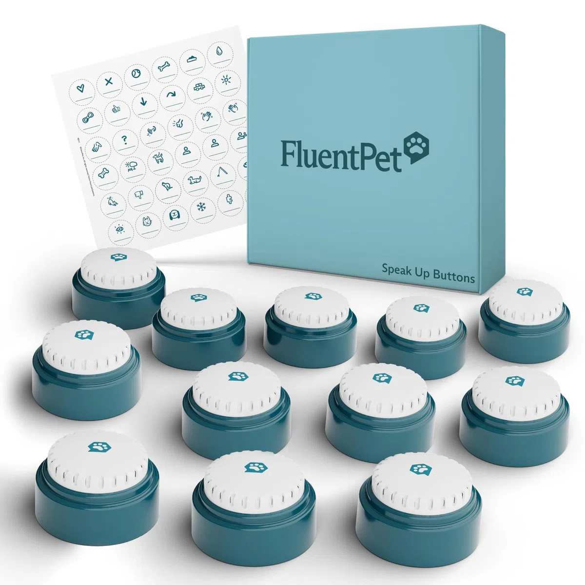 FluentPet Botón de voz con sonido más claro hacia arriba, botones grabables con baterías incluidas y audio premium para perros y gatos, botones de entrenamiento fáciles de presionar (6)