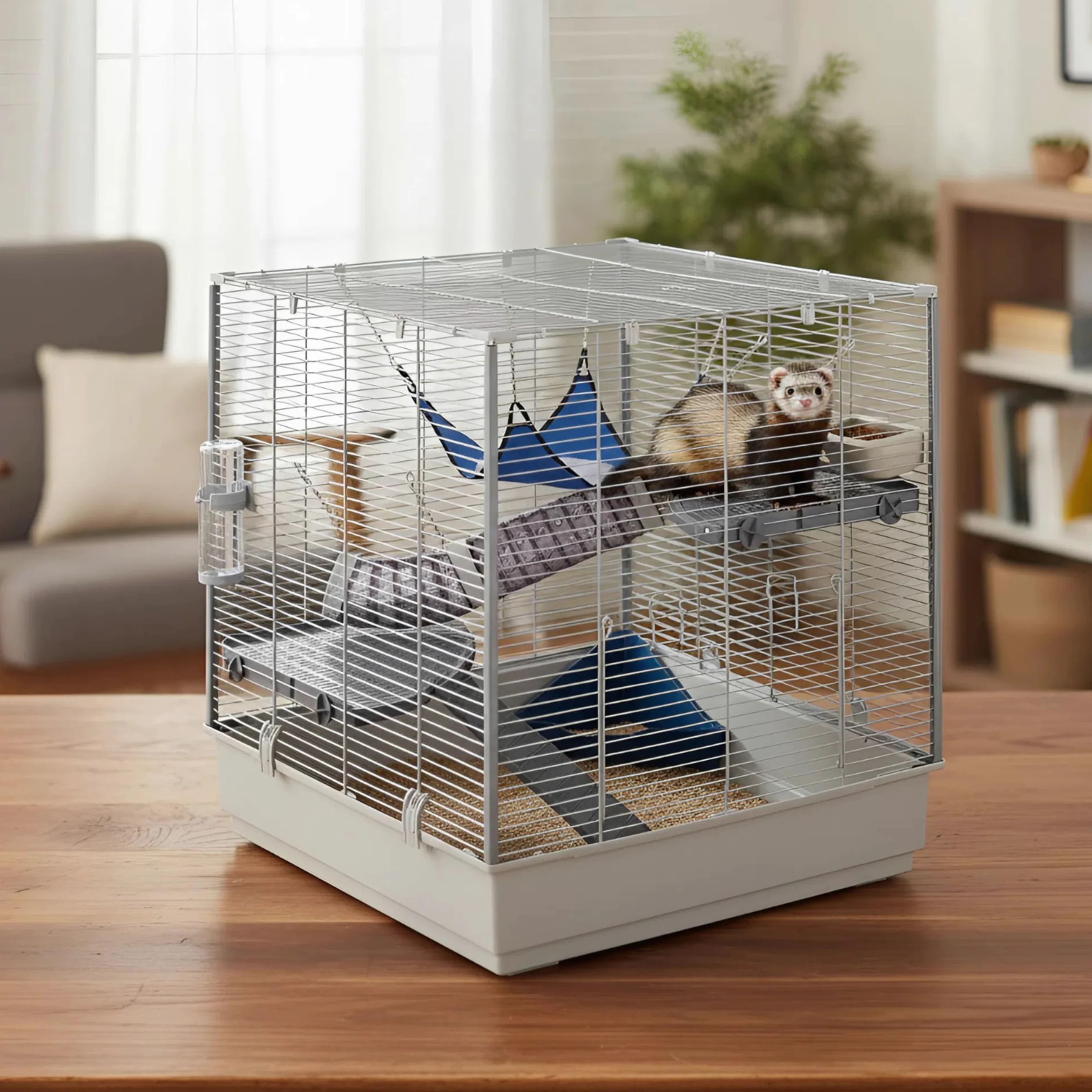 Ferplast 57062414 Jaula de Grandes Dimensiones para Hurones furet XL, Accesorios incluidos, 80 x 75 x 86,5 cm Gris