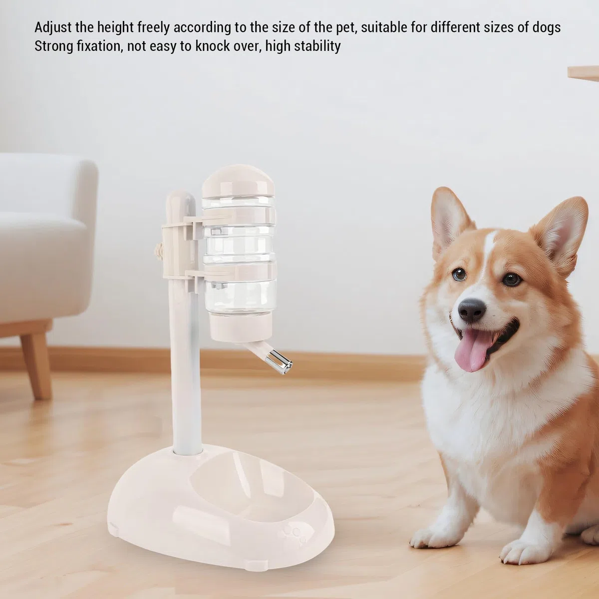 Asixxsix Alimentador de Dispensador de Agua de Pie para Mascotas, Ajustable, Tazón de Gato Perrito de 500 Ml de Capacidad Desmontable para Alimentador Automático de Agua con Soporte