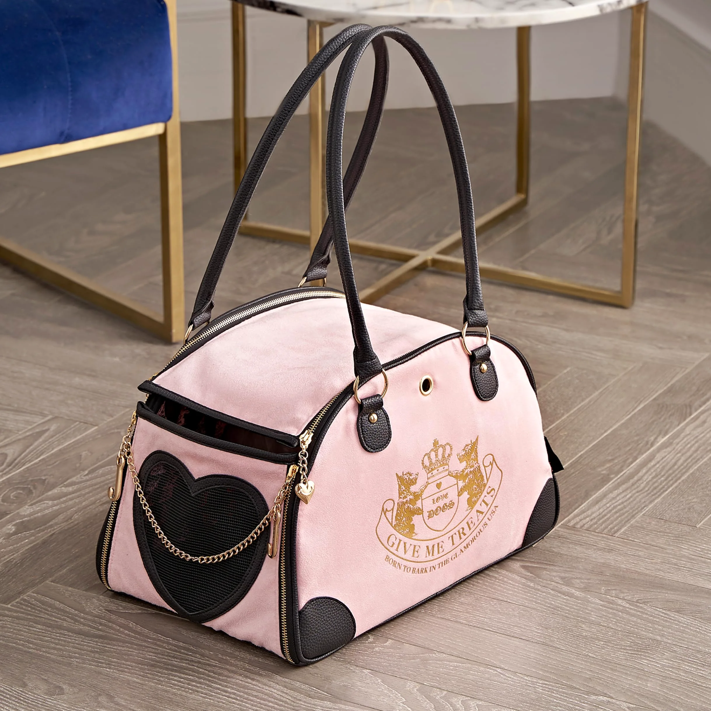 Juicy Couture Give Me Treats - Elegante Bolsa de Viaje Rosa para Perros y Gatos pequeños
