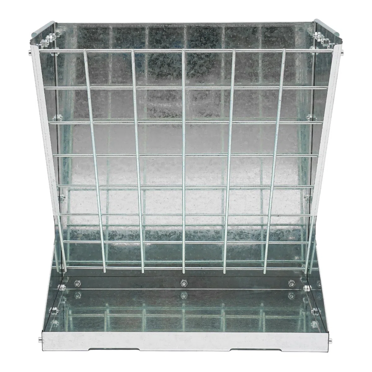 2 en 1 comedero grande de metal para heno con comedero, para caballos, ovejas y cabras, 56 x 33 x 59 cm (plata)