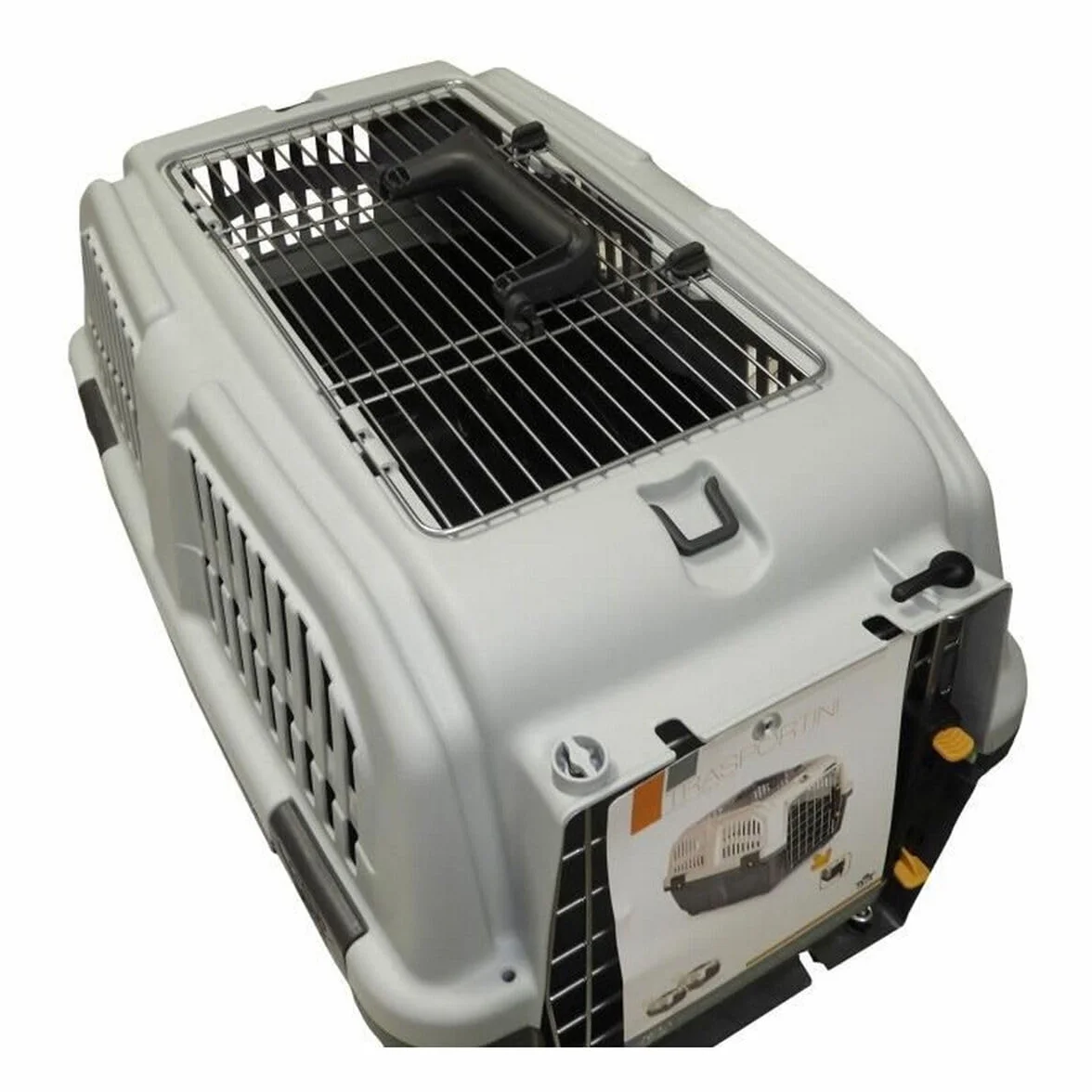 Aimé | Transportin Gato | Transportin Perro | Caja deTransporte con Ventilaciones Laterales, Rejas Metálicas y Pestillo de Seguridad | Color Gris y Dimensiones 56x36x35 cm | Mochila para Perros