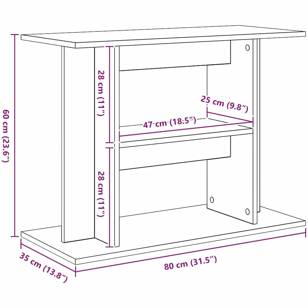 vidaXL Soporte para Acuario Madera de ingeniería Negro 80x35x60 cm