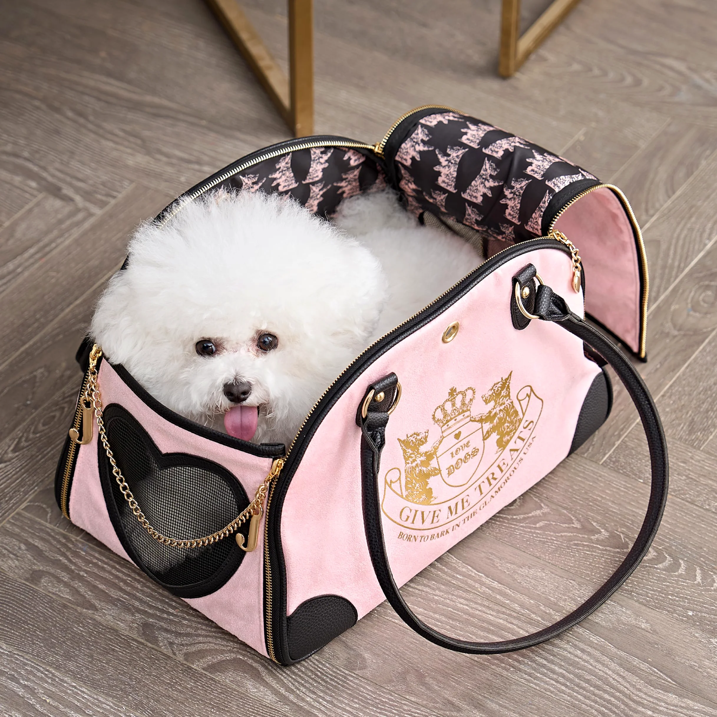 Juicy Couture Give Me Treats - Elegante Bolsa de Viaje Rosa para Perros y Gatos pequeños