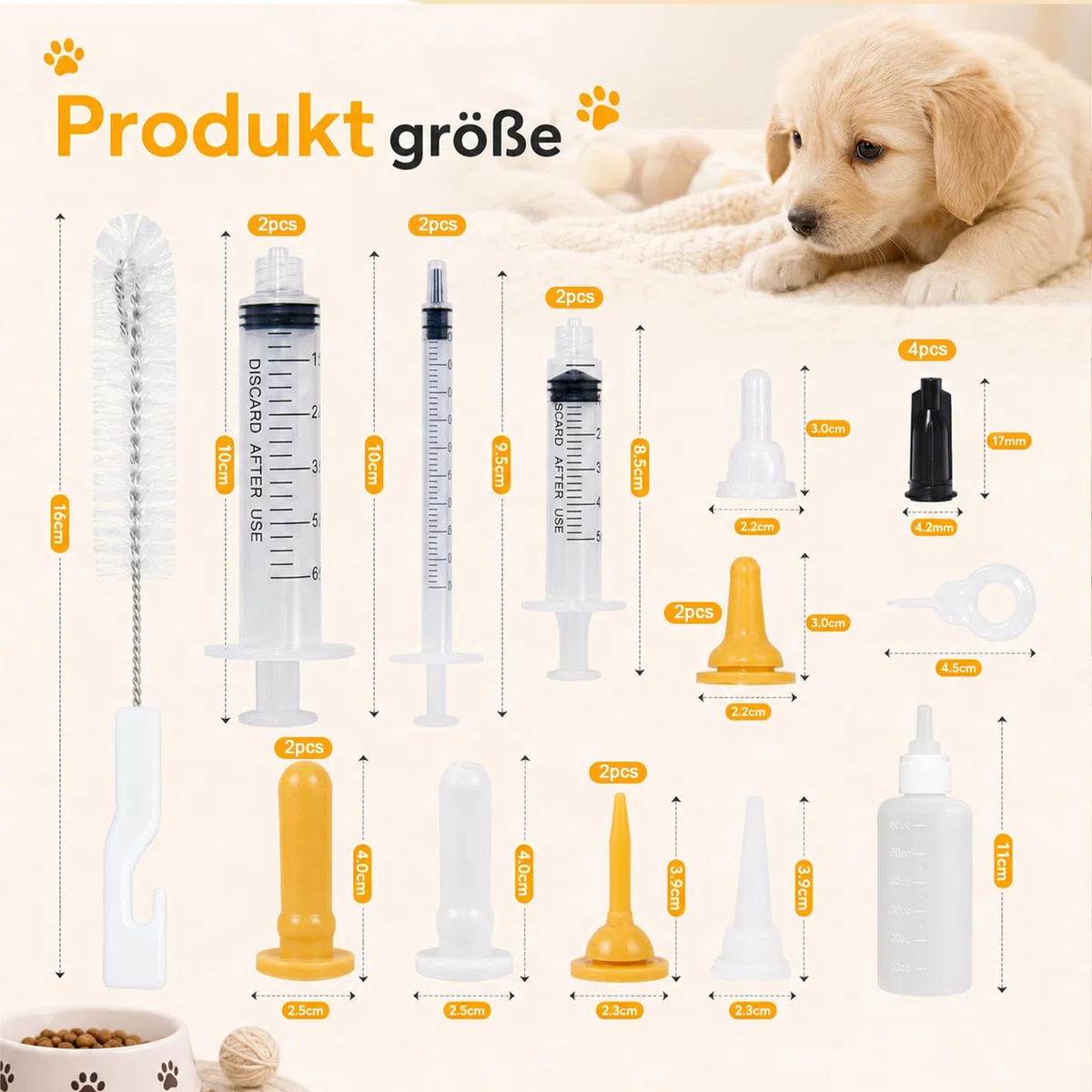 Botella de cría para mascotas, leche para cachorros, botella de cría para cachorros de perros, botón a presión, pastillero, jeringa, dispositivo de alimentación, tetina, alimentador de pezones