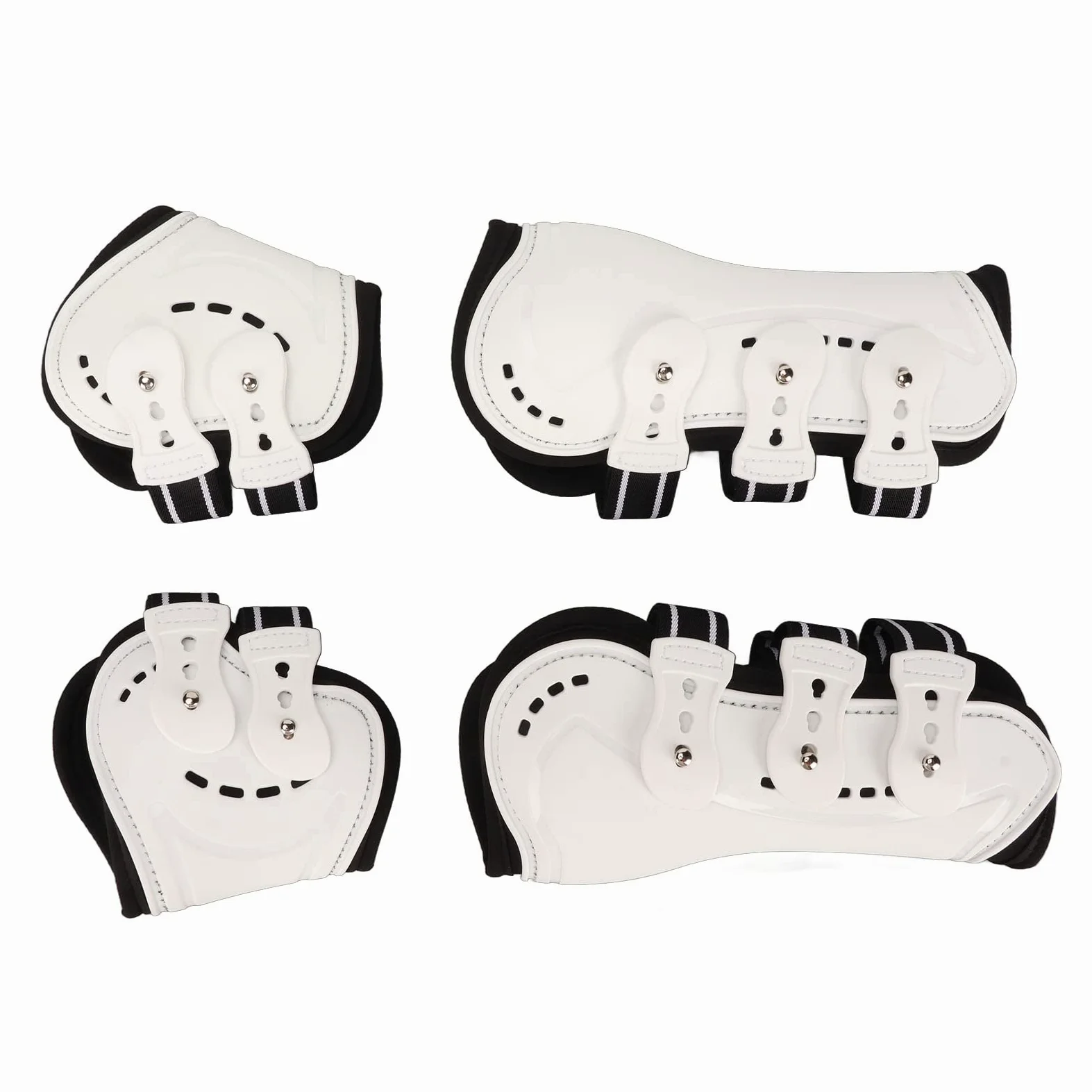 TOPINCN Polainas Delanteras para Caballos, Hebilla de Sujeción Estable con Absorción de Sudor Frontal Abierta Blanca Botas de Tendón de Caballo Ajustables para Saltar (L)