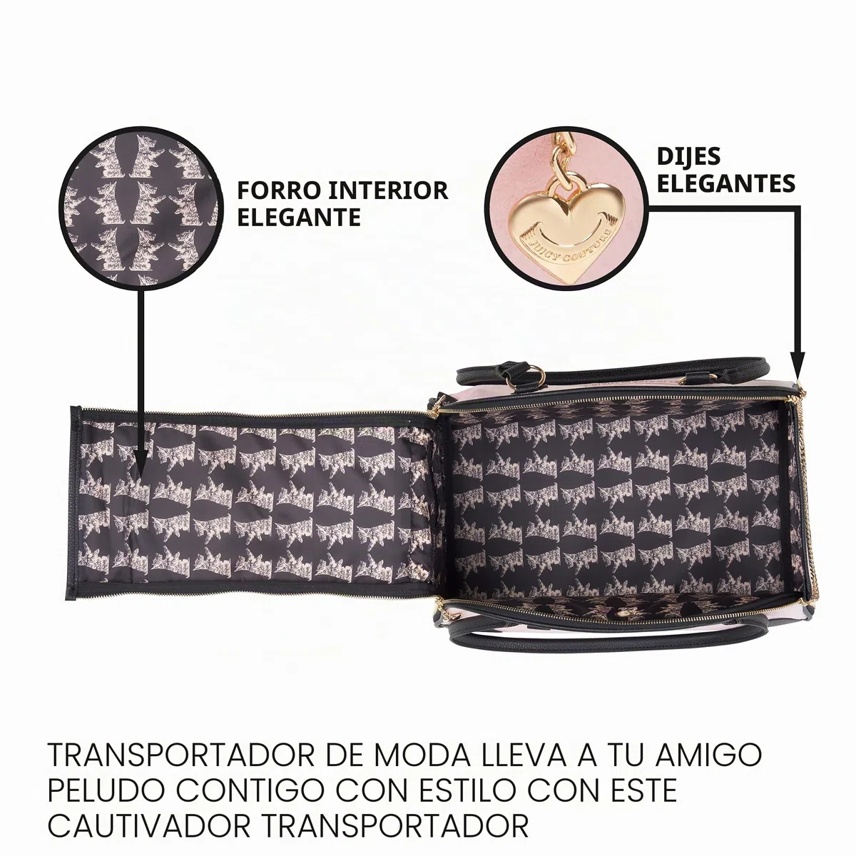 Juicy Couture Give Me Treats - Elegante Bolsa de Viaje Rosa para Perros y Gatos pequeños