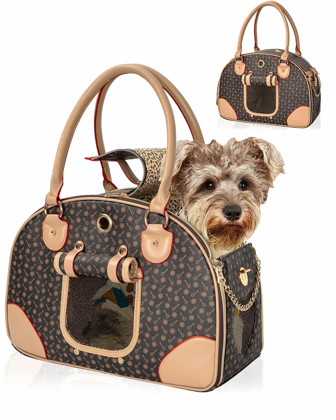 OUUTMEE Bolsa para perro, portátil, 42 x 18 x 31 cm, bolsa de transporte para perros, hasta 4 kg, adecuada para transportar perros pequeños y gatos en viajes
